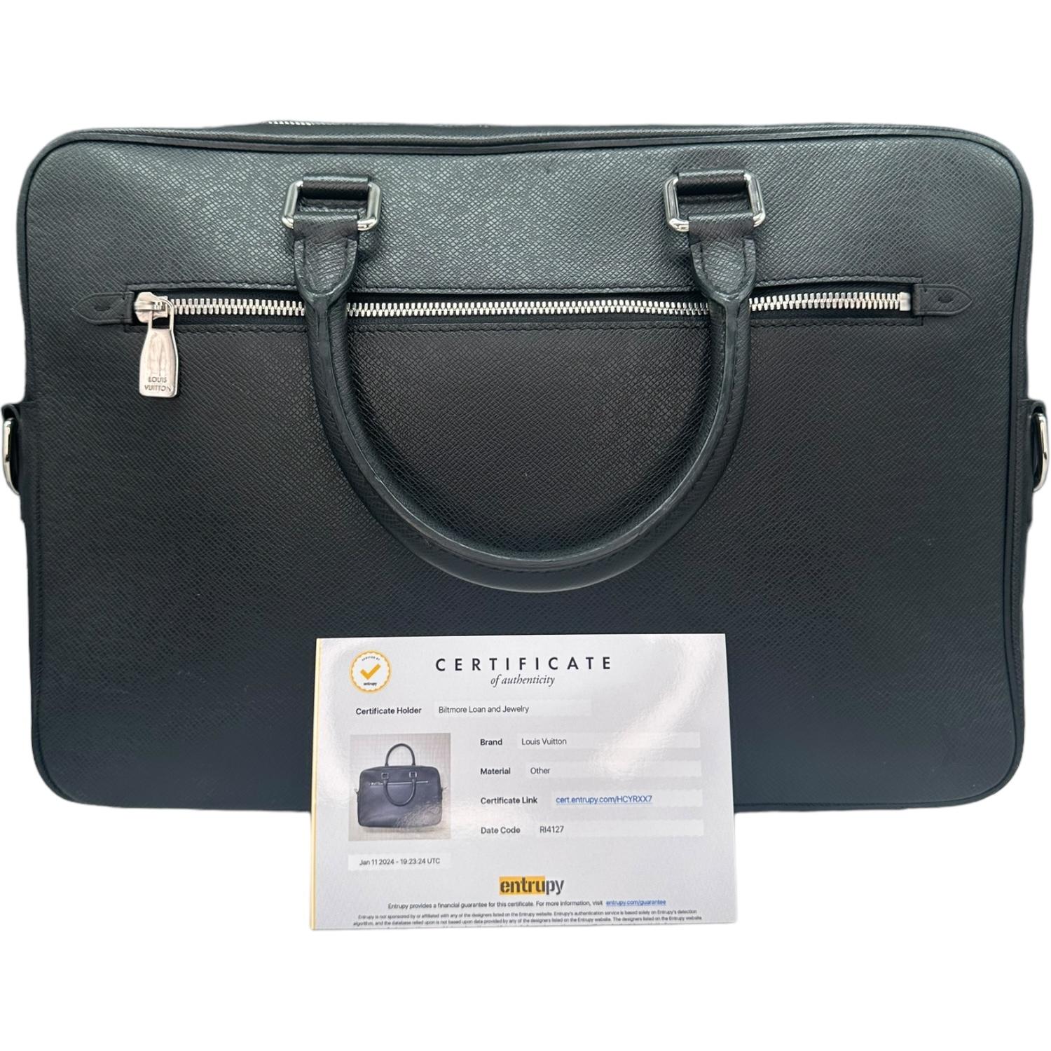 Louis Vuitton Porto Document Business Taiga Black Bag For Sale 4