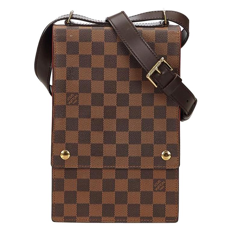 Louis Vuitton Portobello Damier Ebene 867998 Brown Coated Canvas Cross Body Bag For Sale