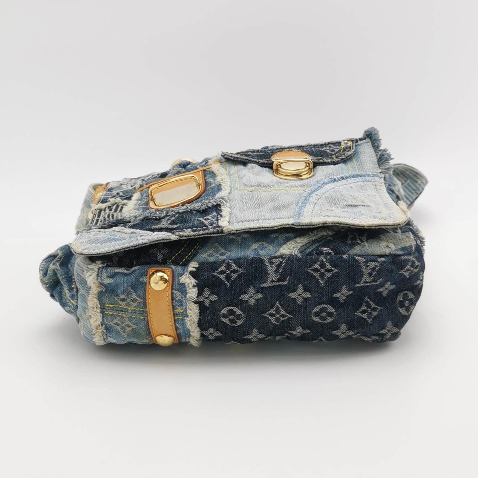 Louis Vuitton Postie Patchwork Monogramm Denim Blau Messenger Bag aus Denim Damen