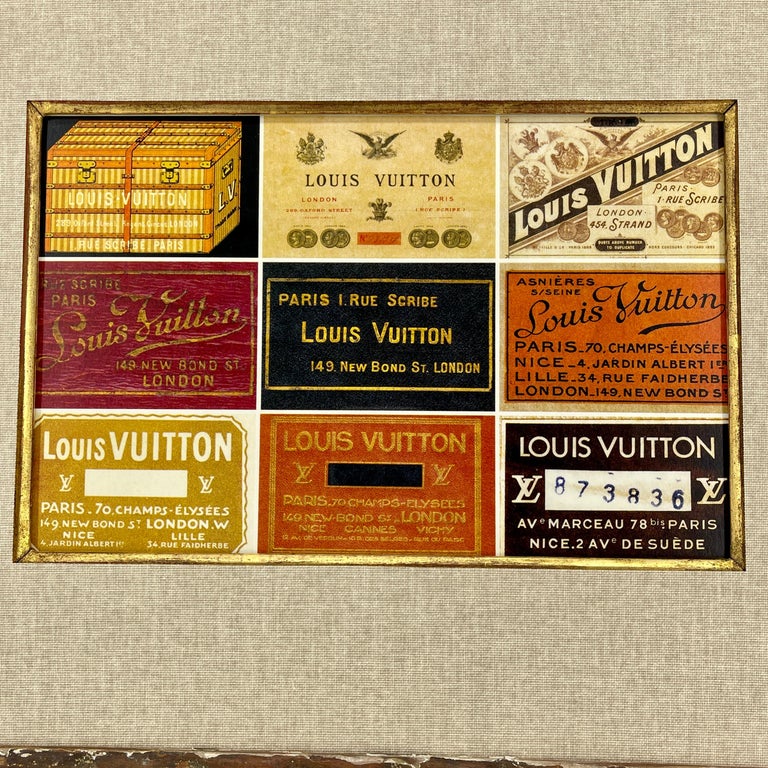 Louis Vuitton Print in Vintage Italian Rustic 1850's Wood Frame For Sale at 1stDibs