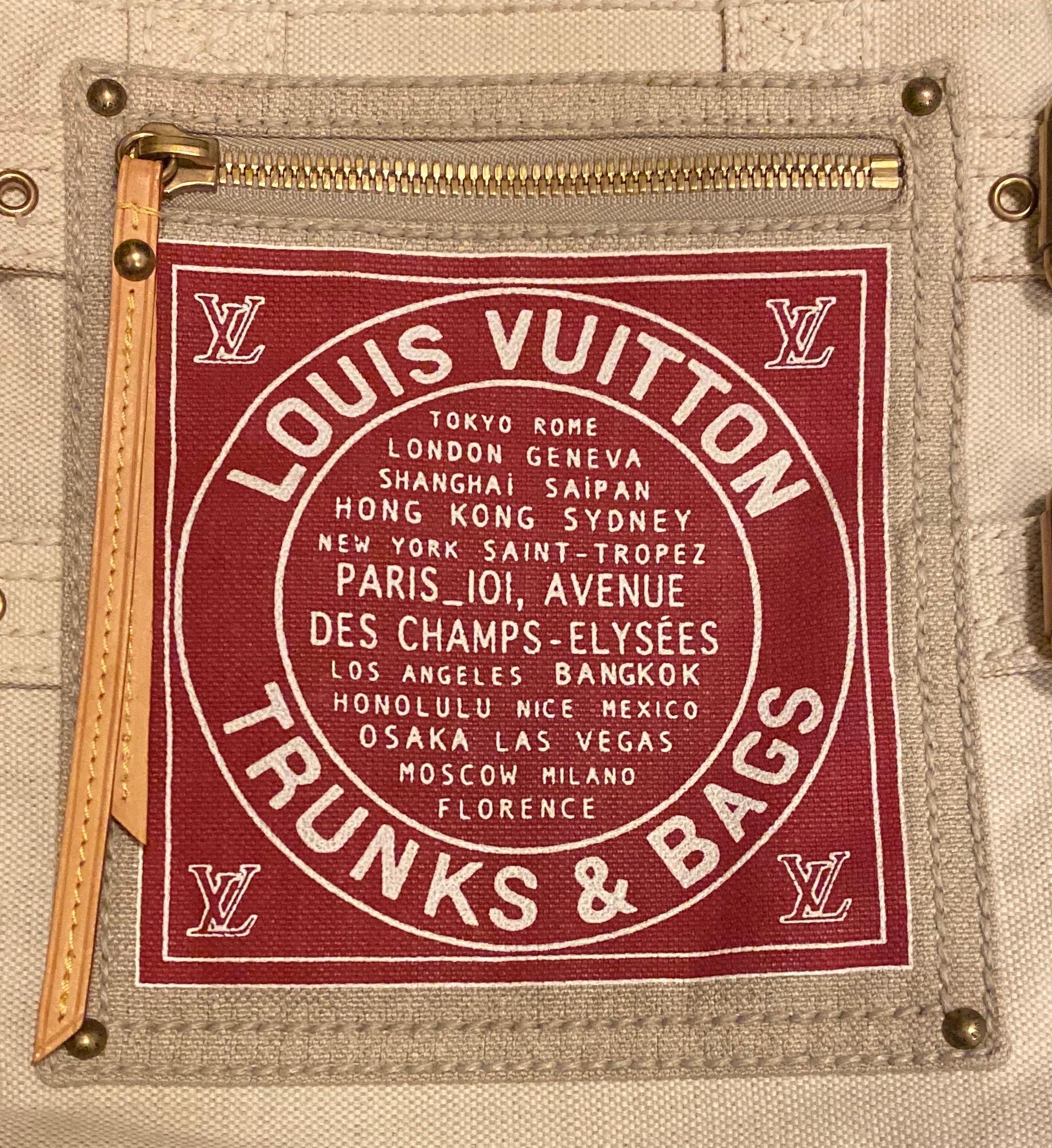 Beige Louis Vuitton Printed Canvas Travel Tote Shopping Shoulder Bag