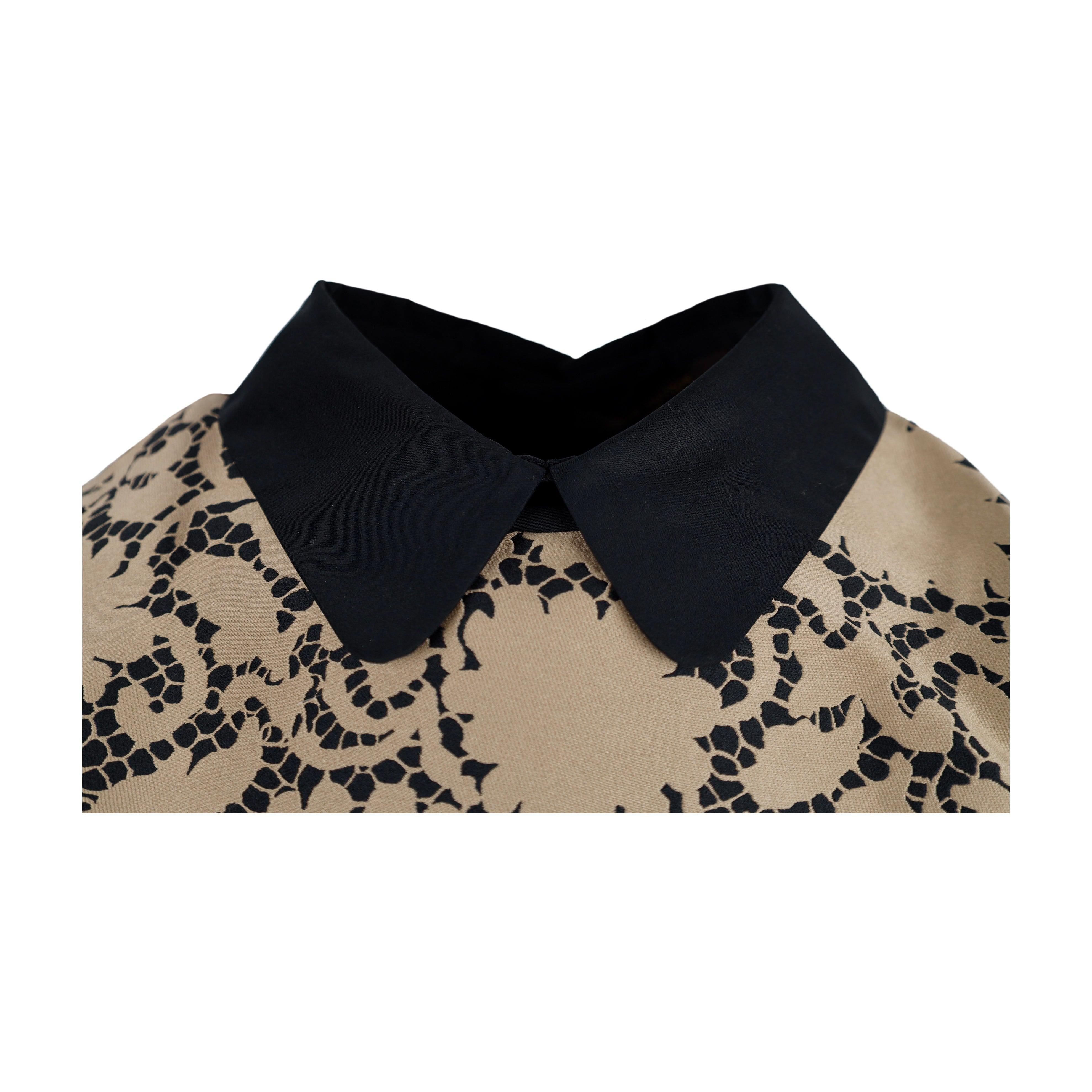Brown Louis Vuitton Printed Top with Collar - '10s For Sale