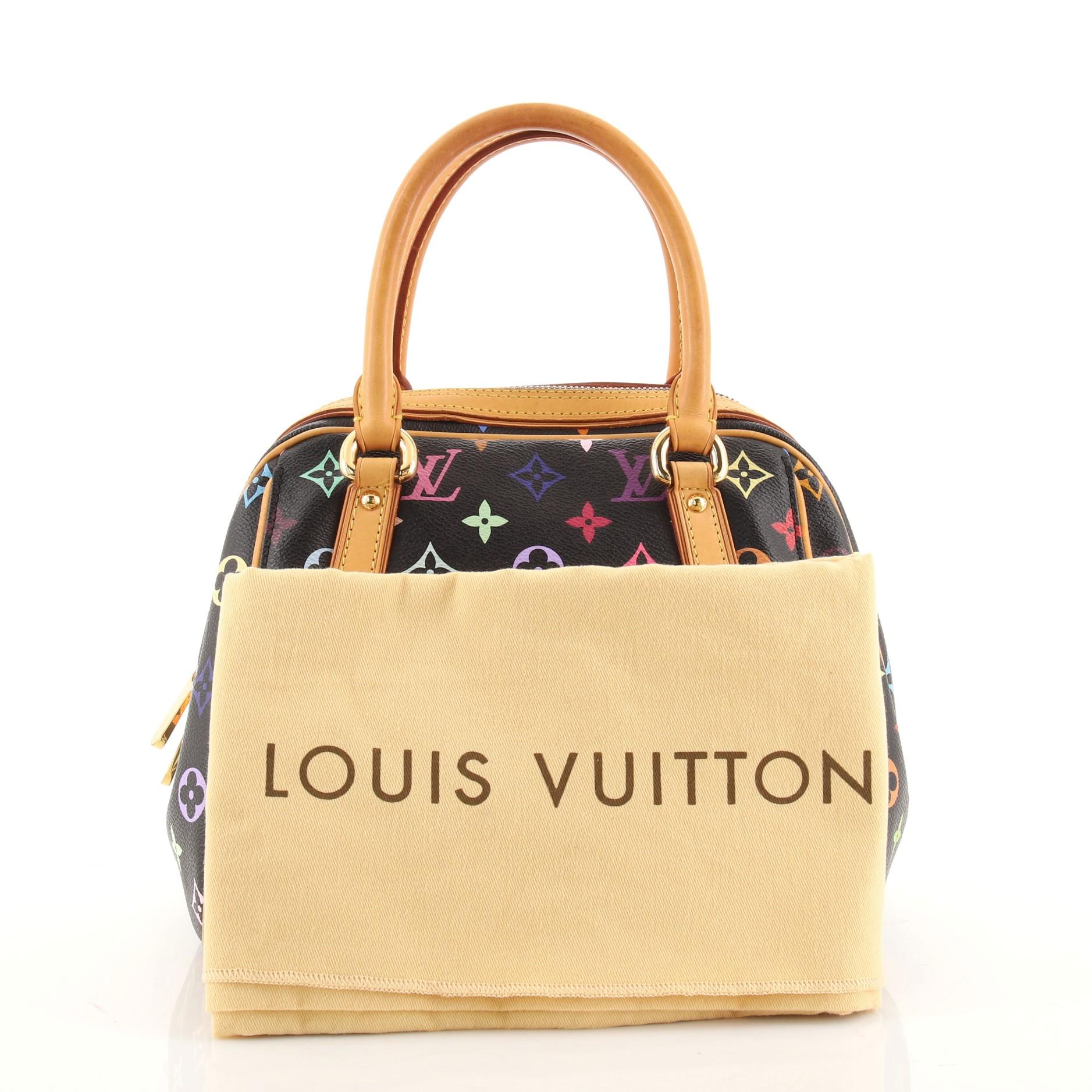 Condition: Very good. Odor in interior. Moderate darkening, scuffs, wear and watermarks on leather trims and handles. Creasing on base, scratches and tarnish on hardware.
Accessories: Dust Bag
Measurements: Handle Drop 4