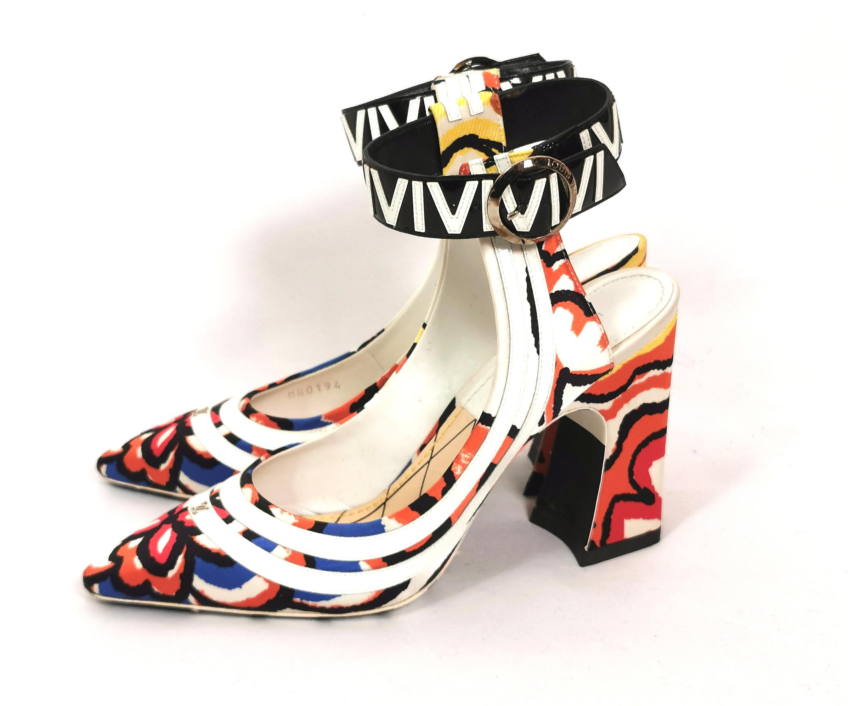 Chaussures à talons Louis Vuitton en psychédélique, imprimé floral et lanière de cheville  6