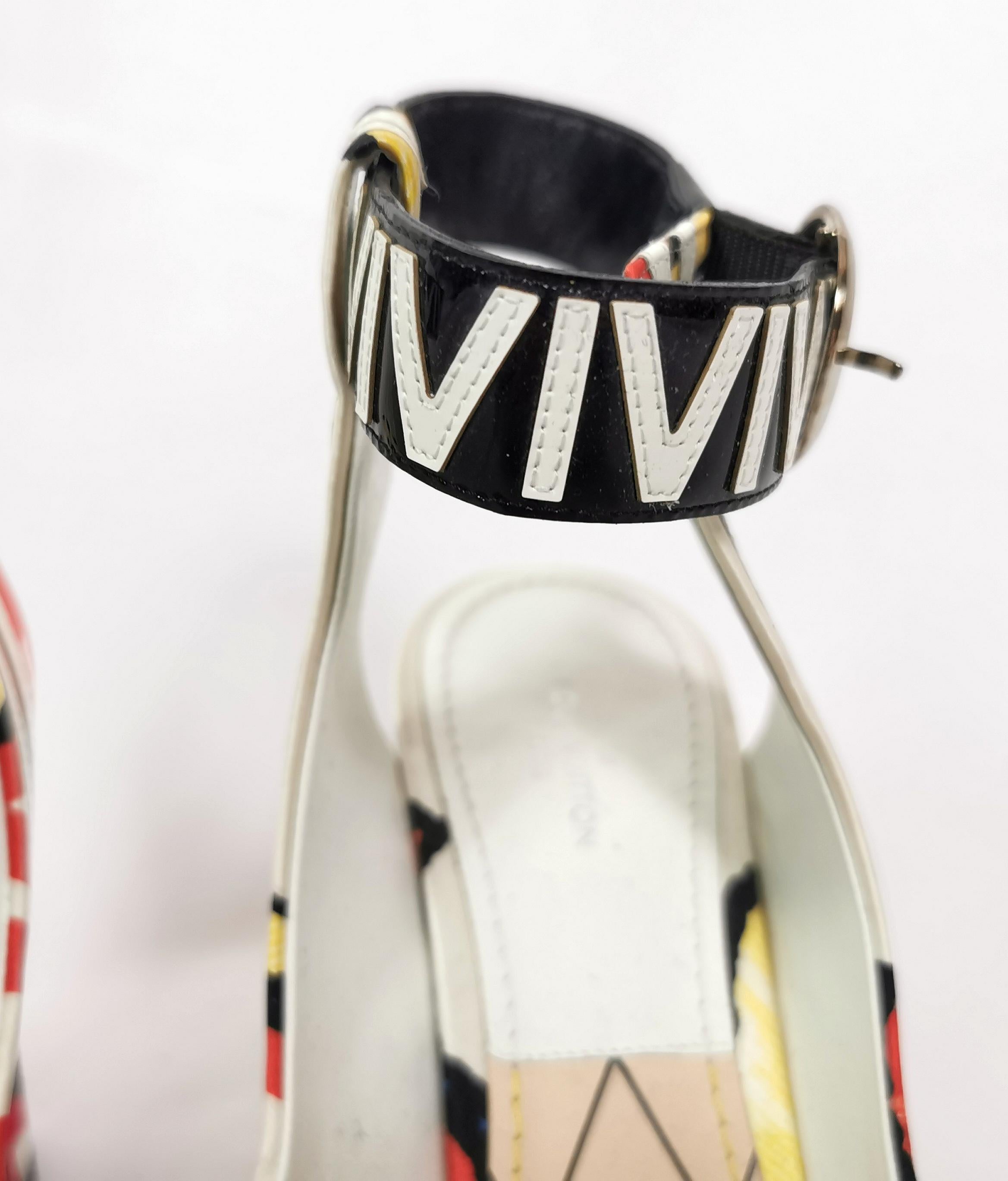 Women's Louis Vuitton psychedelic shoes, graffiti floral, Heels, Ankle Strap 