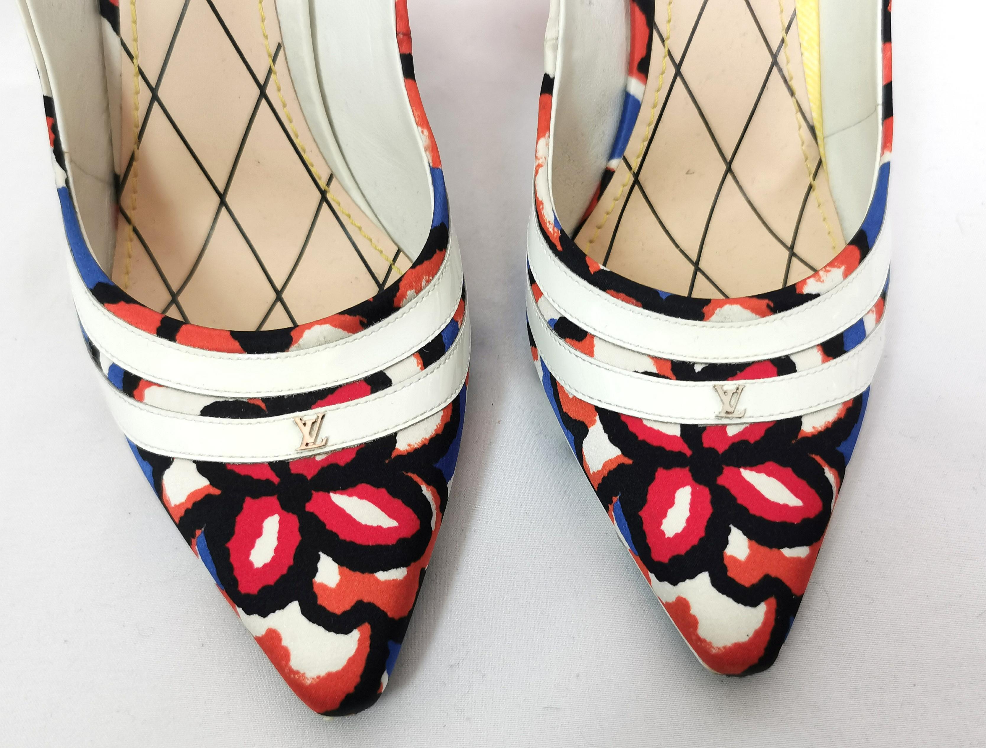 Louis Vuitton psychedelic shoes, graffiti floral, Heels, Ankle Strap  1