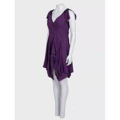 Louis Vuitton Purple Asymmetrical Draped Dress Acetate Viscose M 38