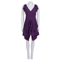 Louis Vuitton Purple Asymmetrical Draped Dress Acetate Viscose M 38