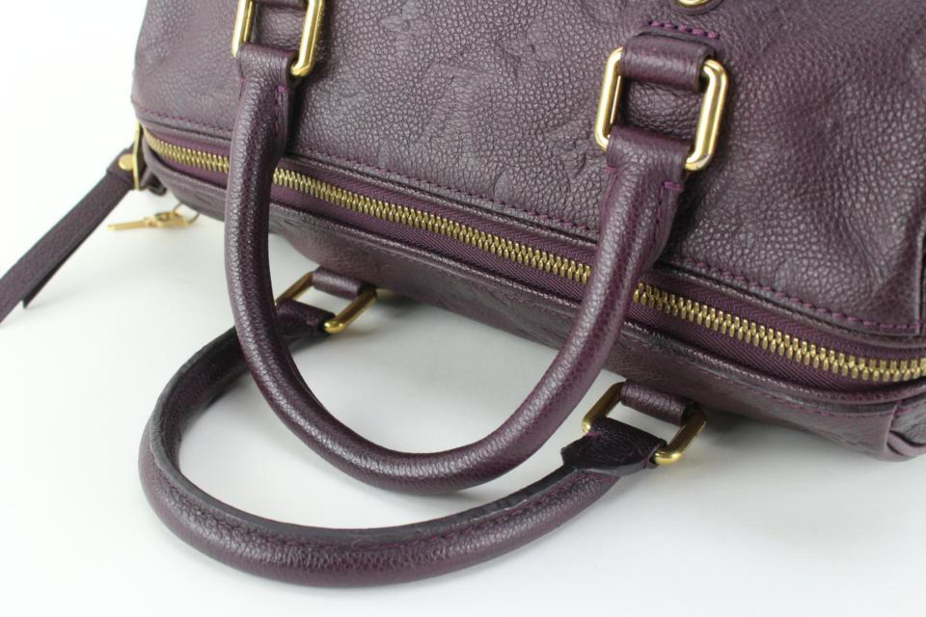 Louis Vuitton Purple Aube Monogram Empreinte Speedy Bandouliere 25 3lk719s In Good Condition In Dix hills, NY