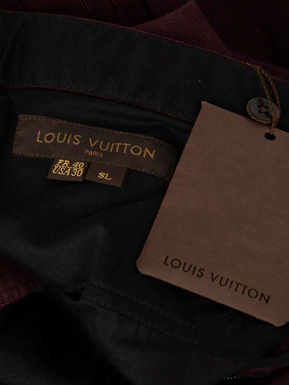 Louis Vuitton Purple Corduroy Slim Trousers Size L For Sale 1