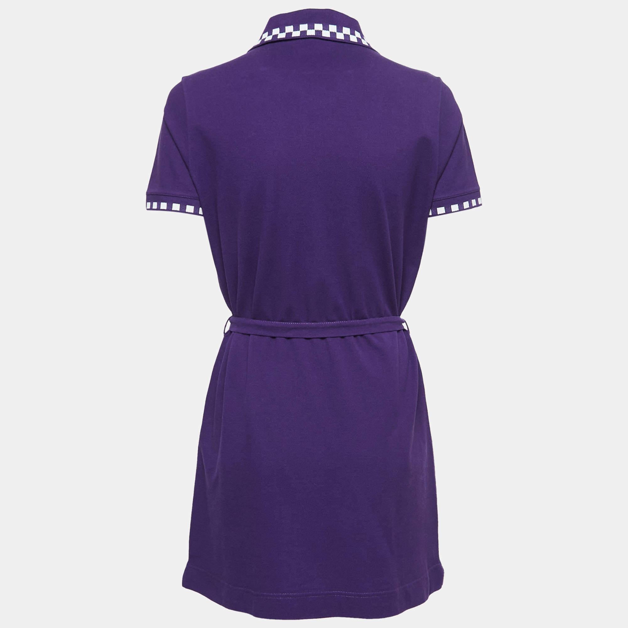 Highlight your love for the latest trends in fashion with this dress from the house of LV. Lend a casual but stylish edge to your outfit with this purple dress to finish your look. Get ready to move in style when you wear this comfortable cotton