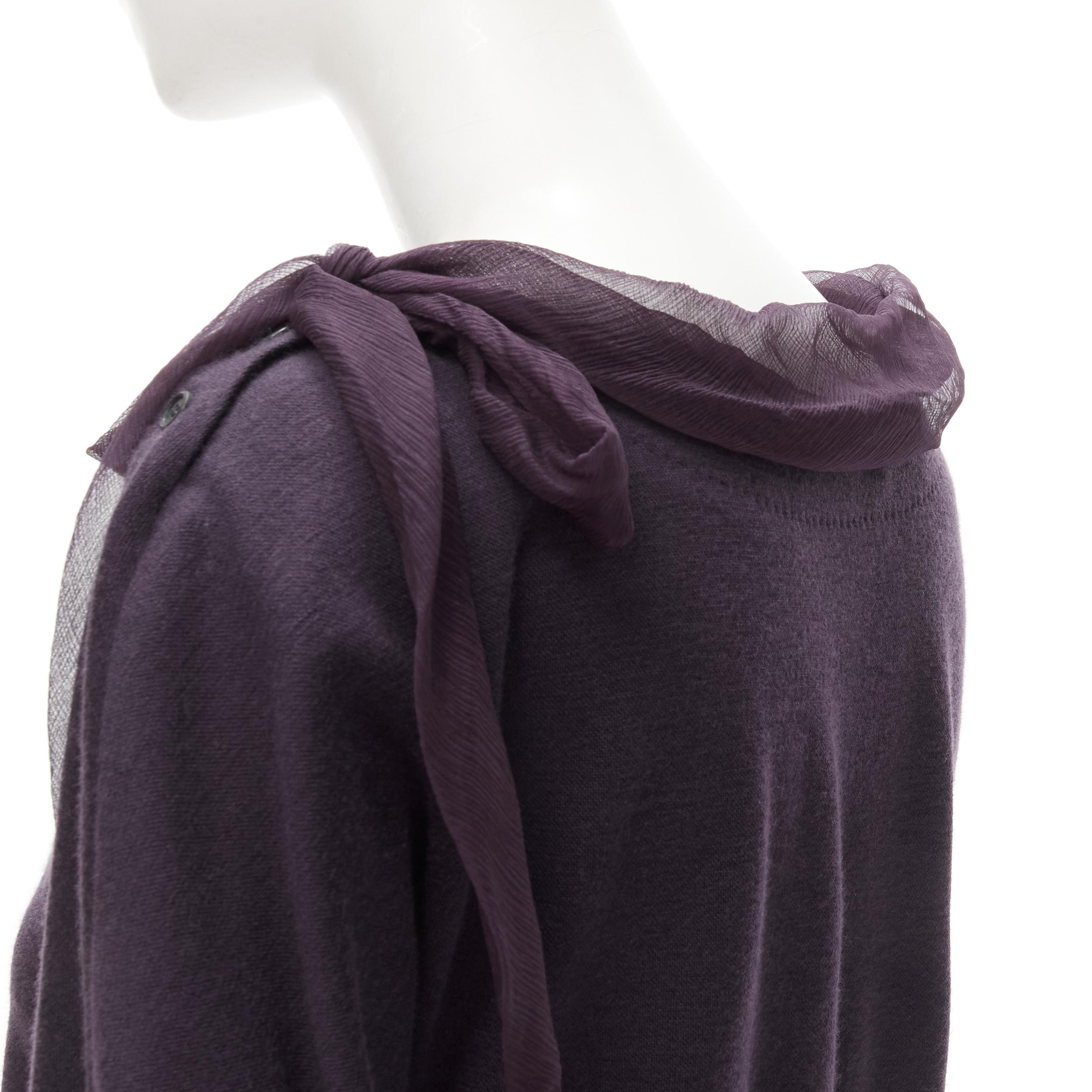Women's LOUIS VUITTON purple cotton silk trim gold LV cube charm bow boxy pullover top S For Sale