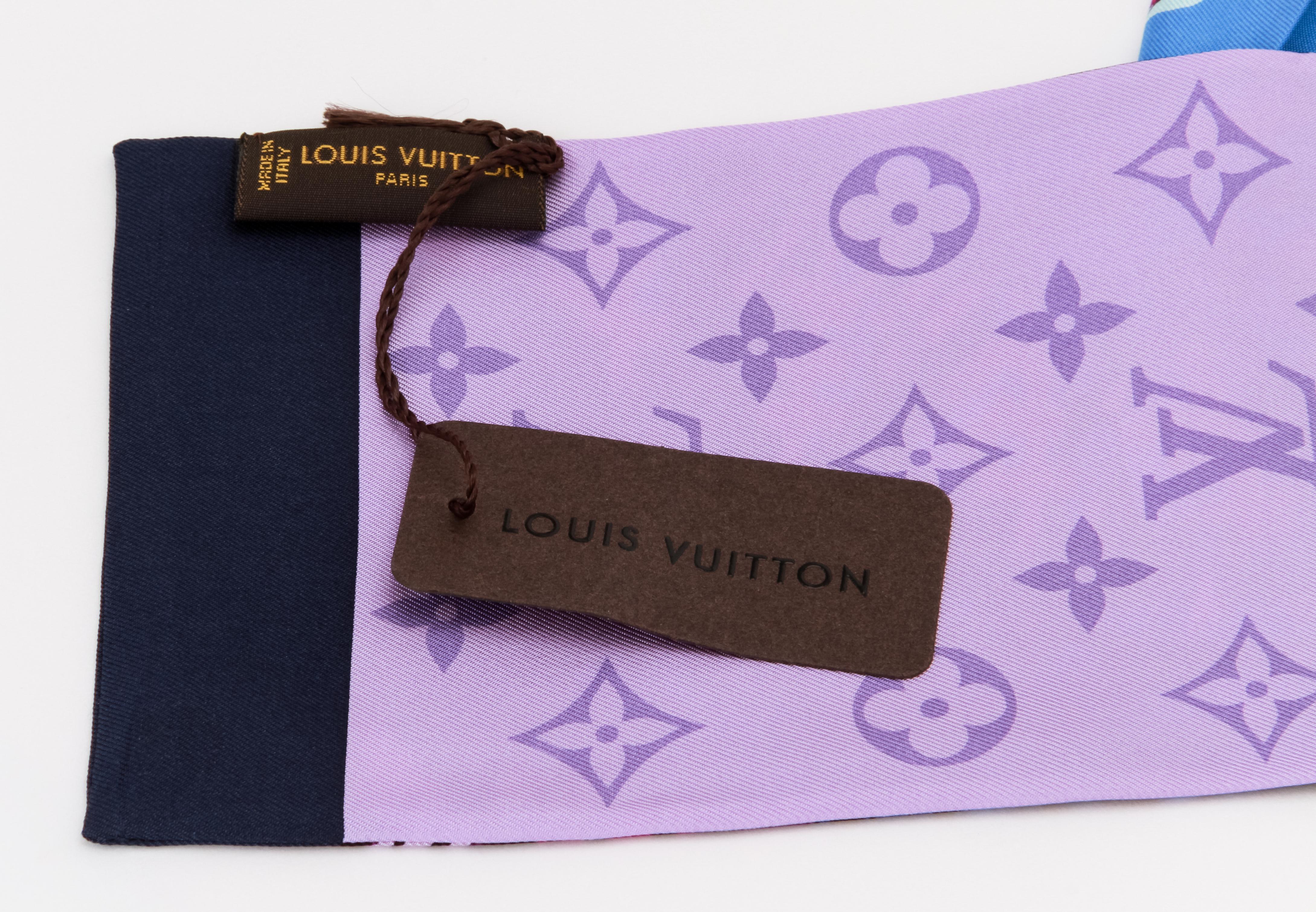 Louis Vuitton Purple Double Sided Maxi Twilly Scarf In New Condition In West Hollywood, CA
