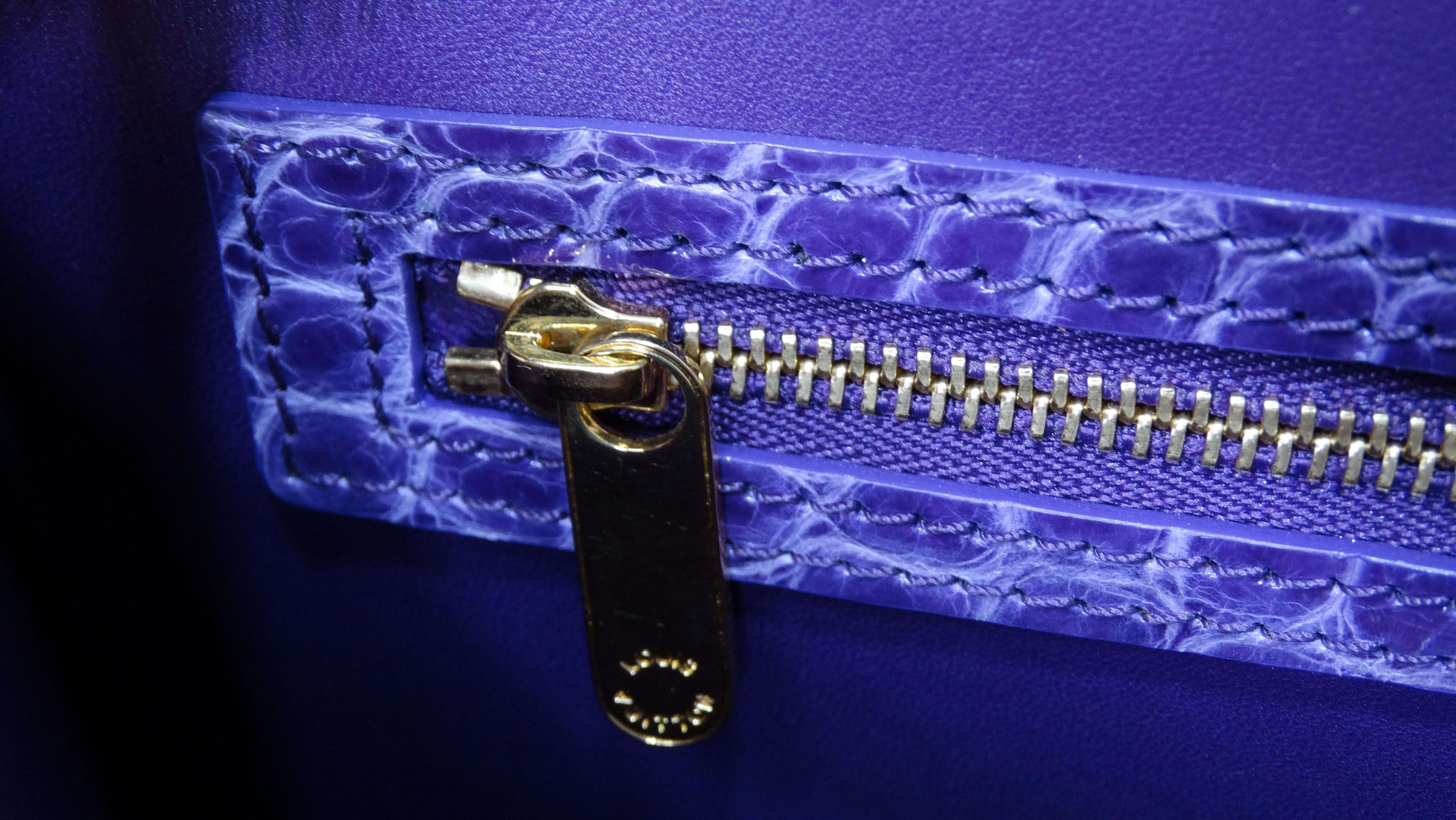 Louis Vuitton - Sac à main Brea en crocodile exotique violet en vente 9