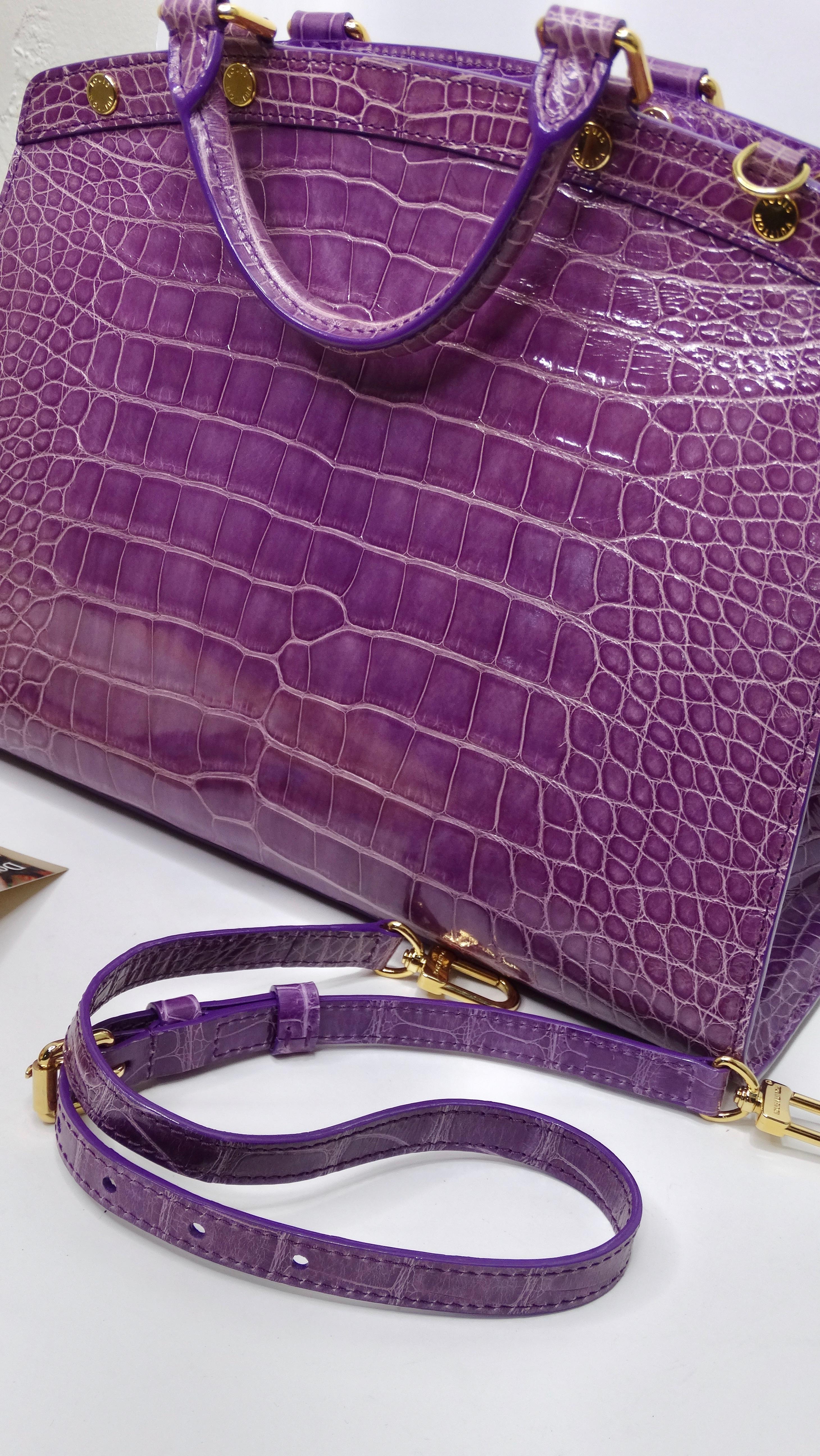 Louis Vuitton Purple Exotic Crocodile Brea Handbag For Sale 14