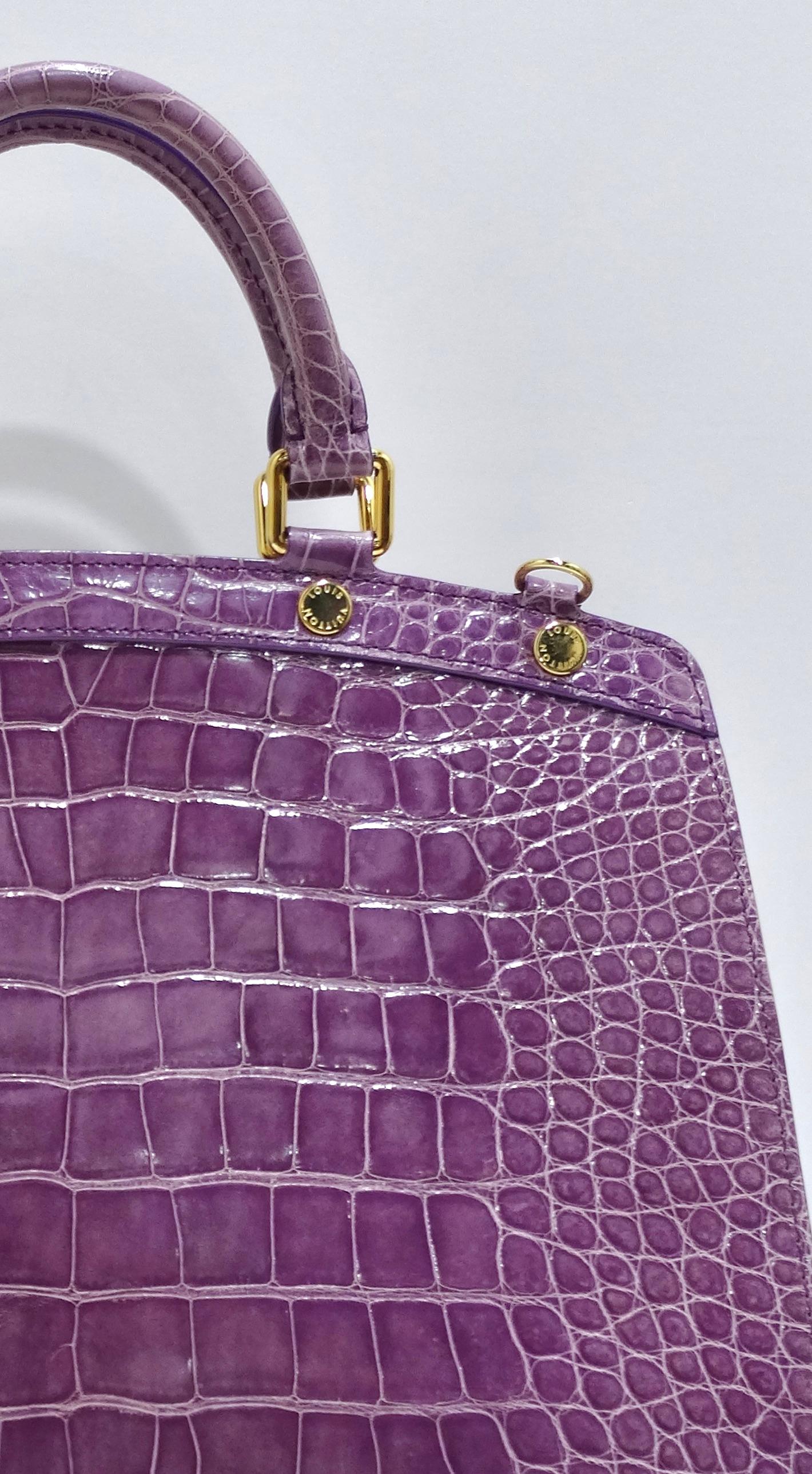 Gray Louis Vuitton Purple Exotic Crocodile Brea Handbag For Sale