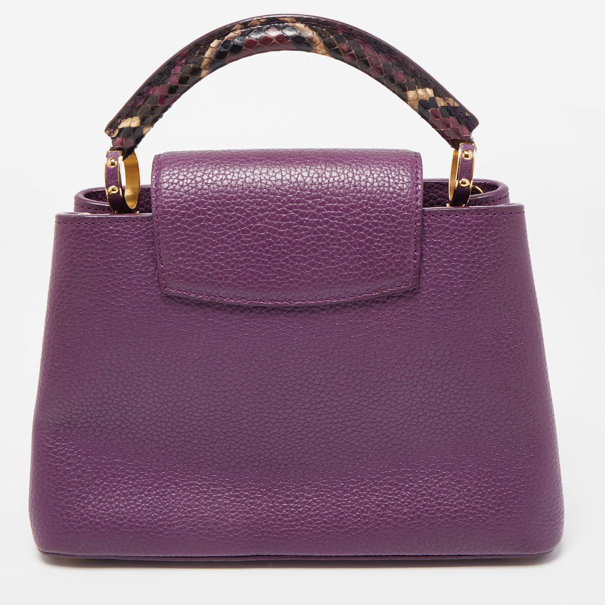 Gray Louis Vuitton Purple Leather and Python Capucines BB Bag