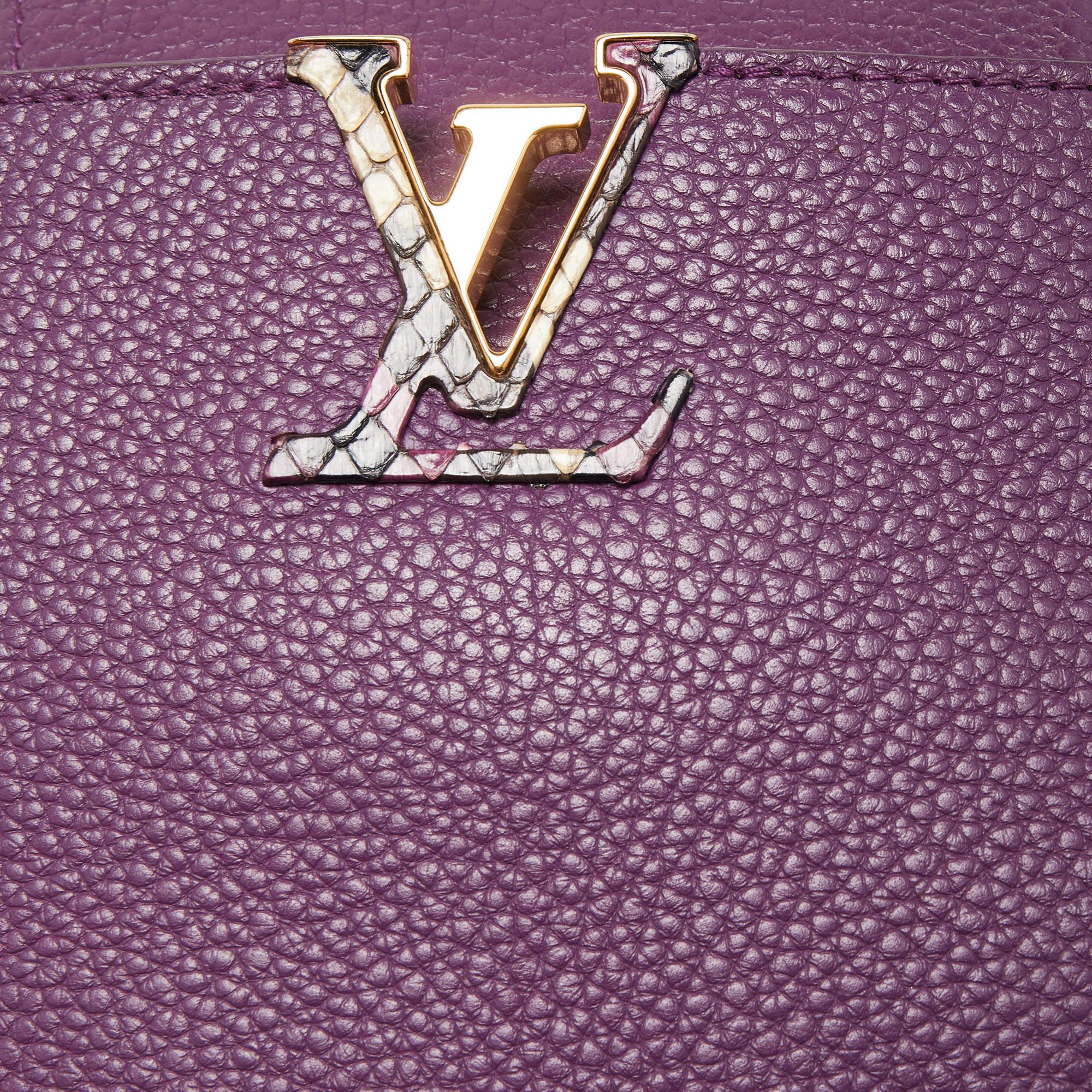 Louis Vuitton Purple Leather and Python Capucines BB Bag In Good Condition In Dubai, Al Qouz 2
