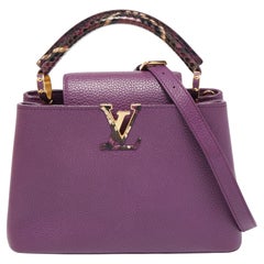Sac Louis Vuitton Capucines BB en cuir violet et python