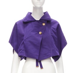 LOUIS VUITTON purple LV button round bubble cut cropped trench jacket FR34 XS