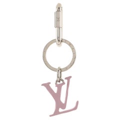Louis Vuitton Purple Metal LV Shape Keychain features silver-tone chain 