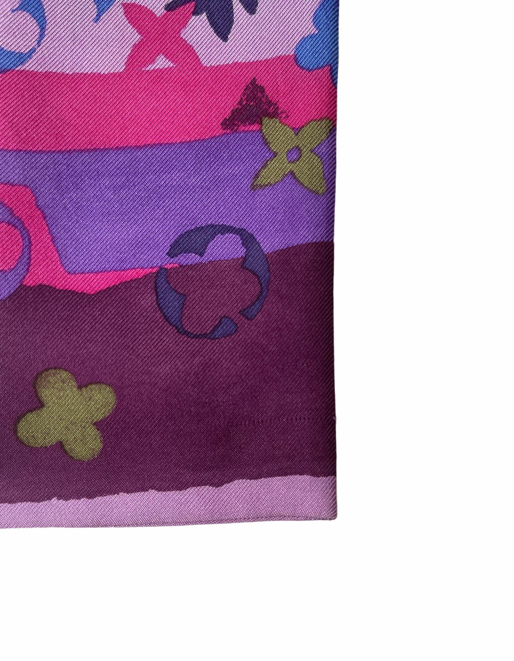 Louis Vuitton Purple Monogram Bandeau Silk Neck Scarf 1