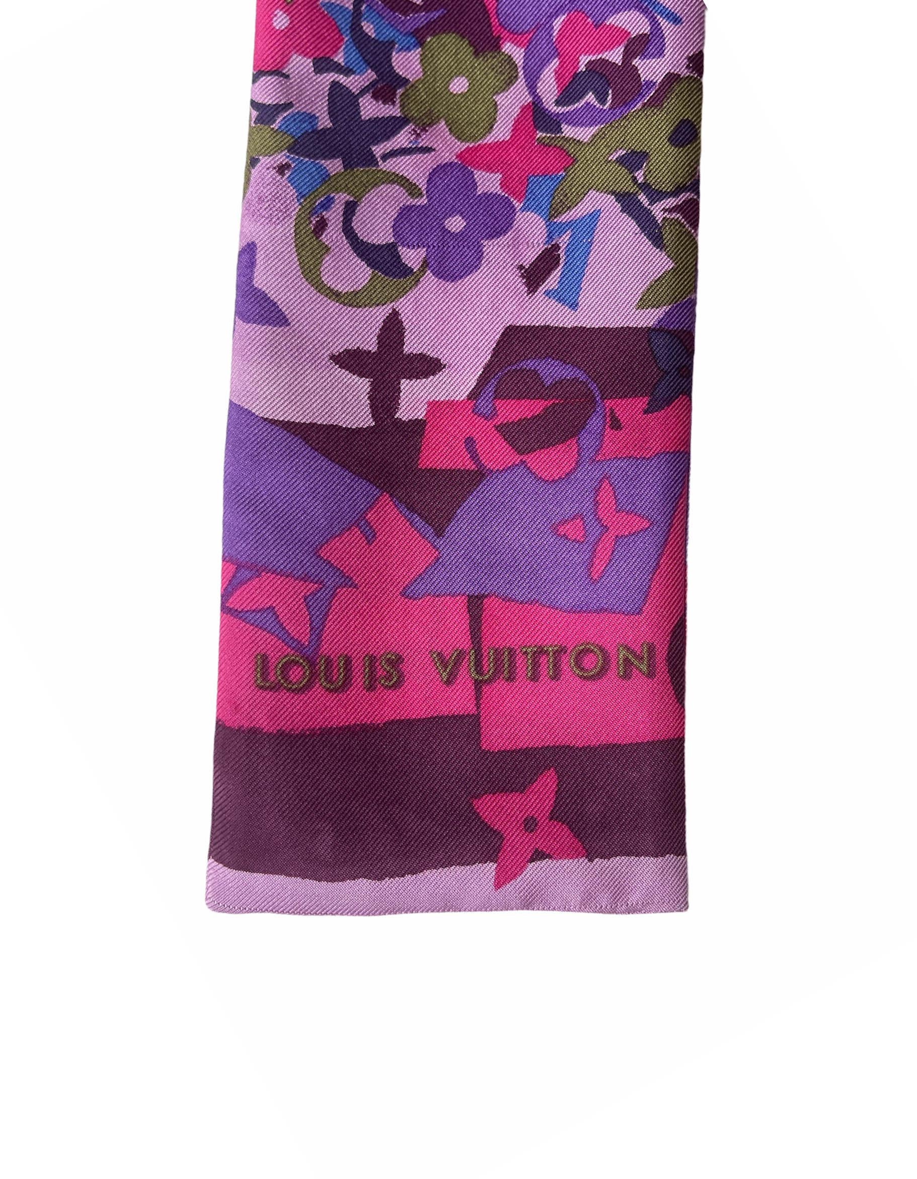Louis Vuitton Purple Monogram Bandeau Silk Neck Scarf 2