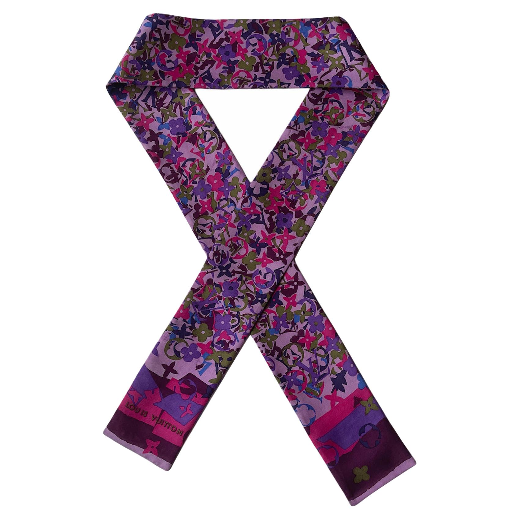 Louis Vuitton Purple Monogram Bandeau Silk Neck Scarf