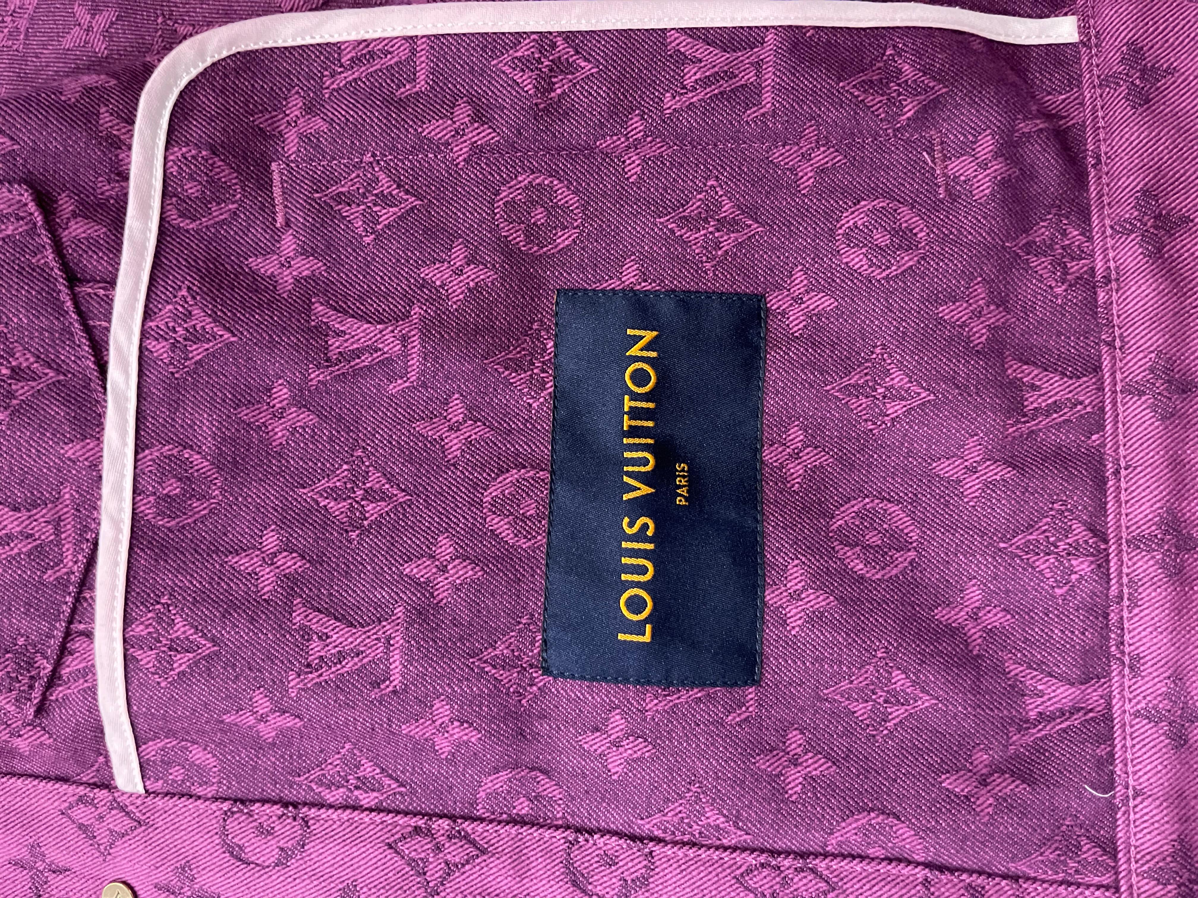 Louis Vuitton Purple Monogram Denim Button Up Jacket size 52 4