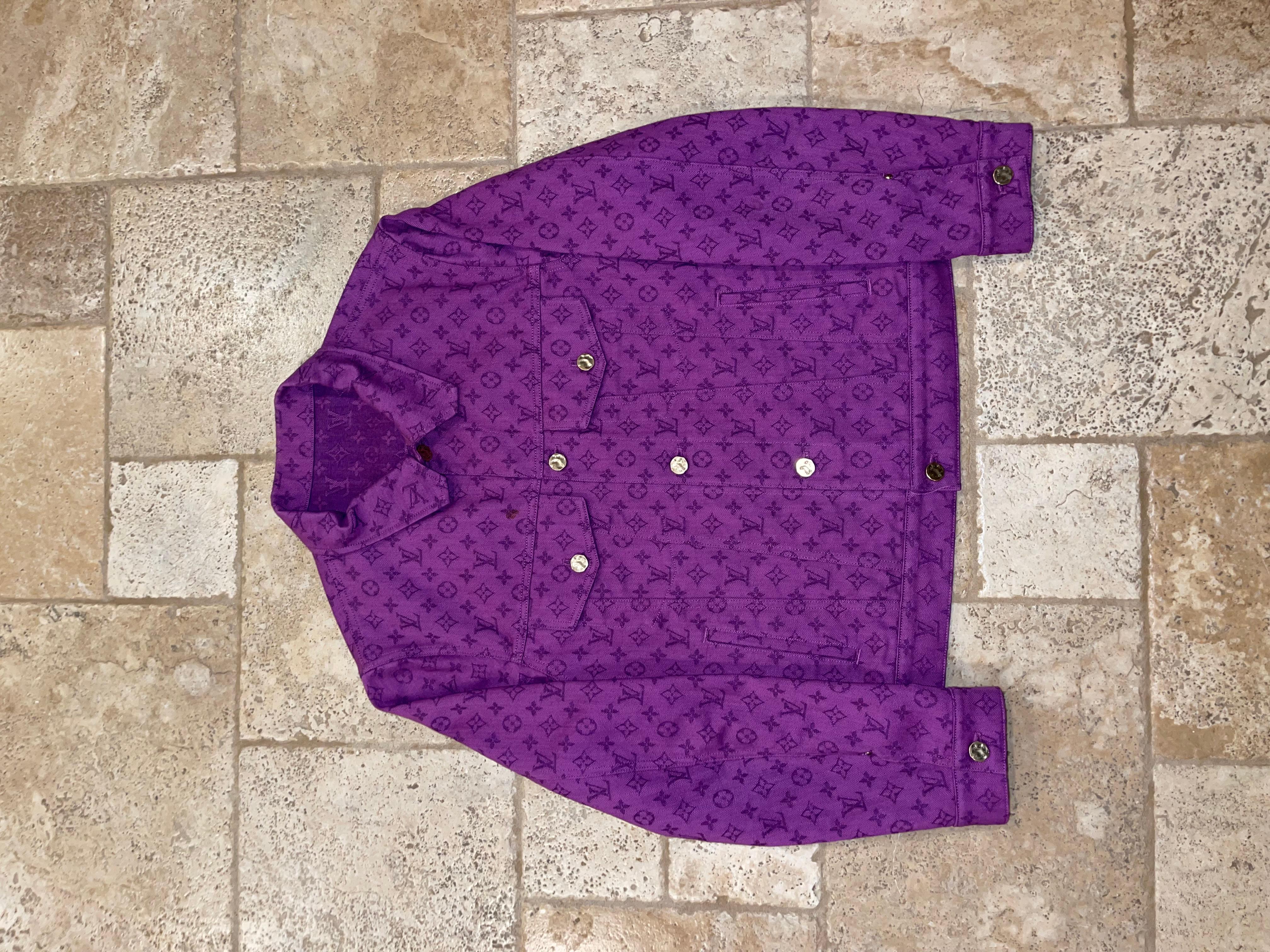 Louis Vuitton Purple Monogram Denim Button Up Jacket size 52 5