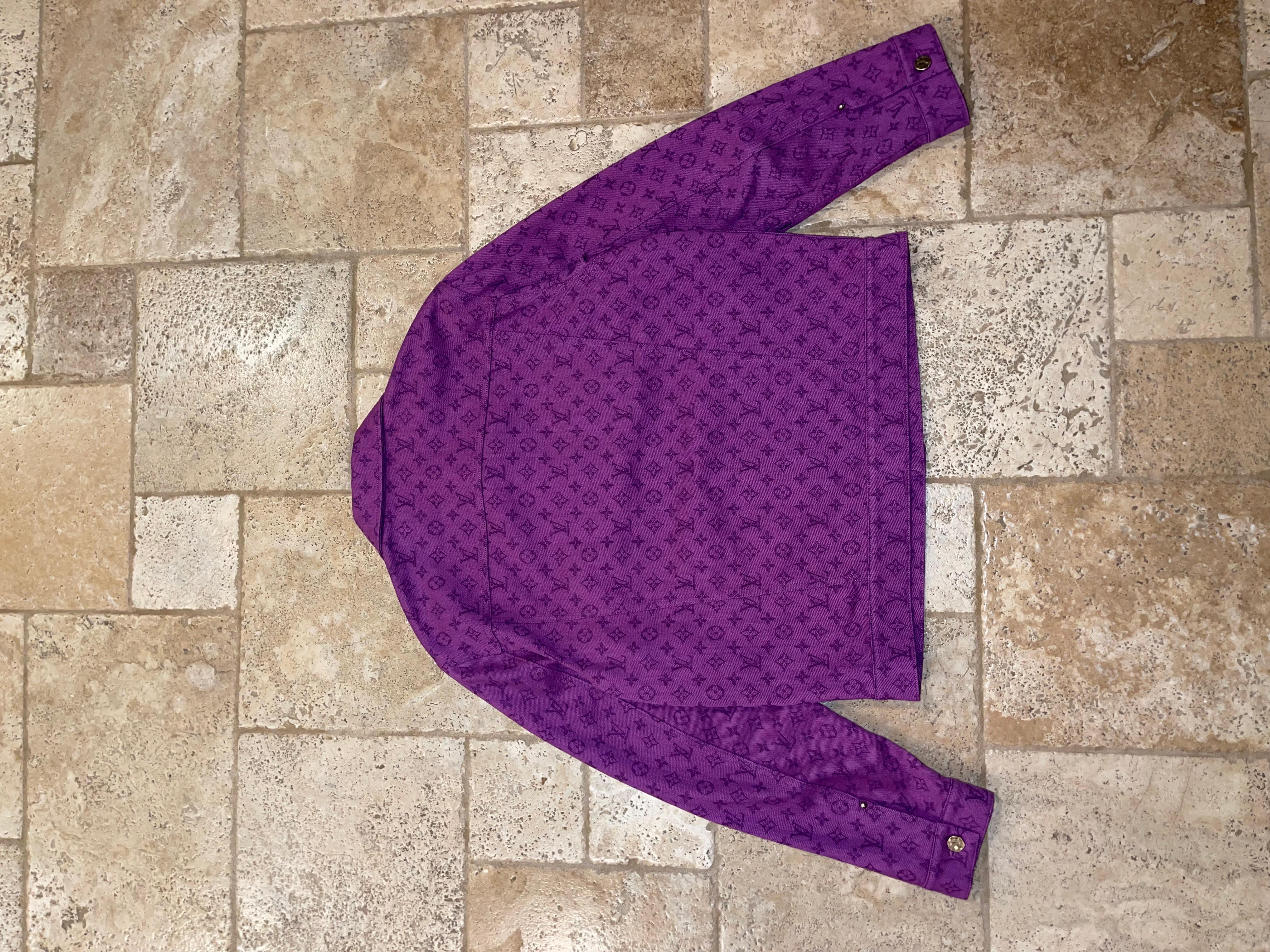 Louis Vuitton Purple Monogram Denim Button Up Jacket size 52 6