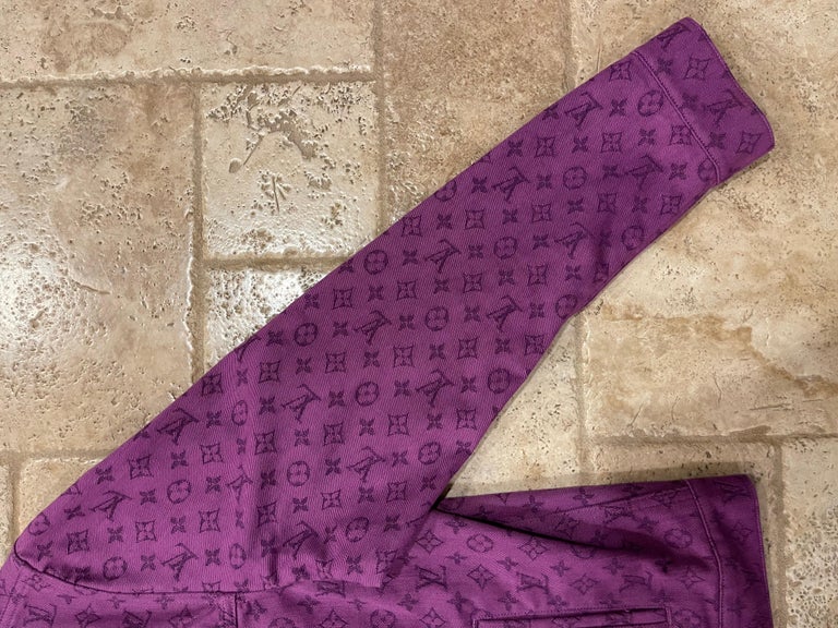 Louis Vuitton Purple Monogram Denim Button Up Jacket size 52 For
