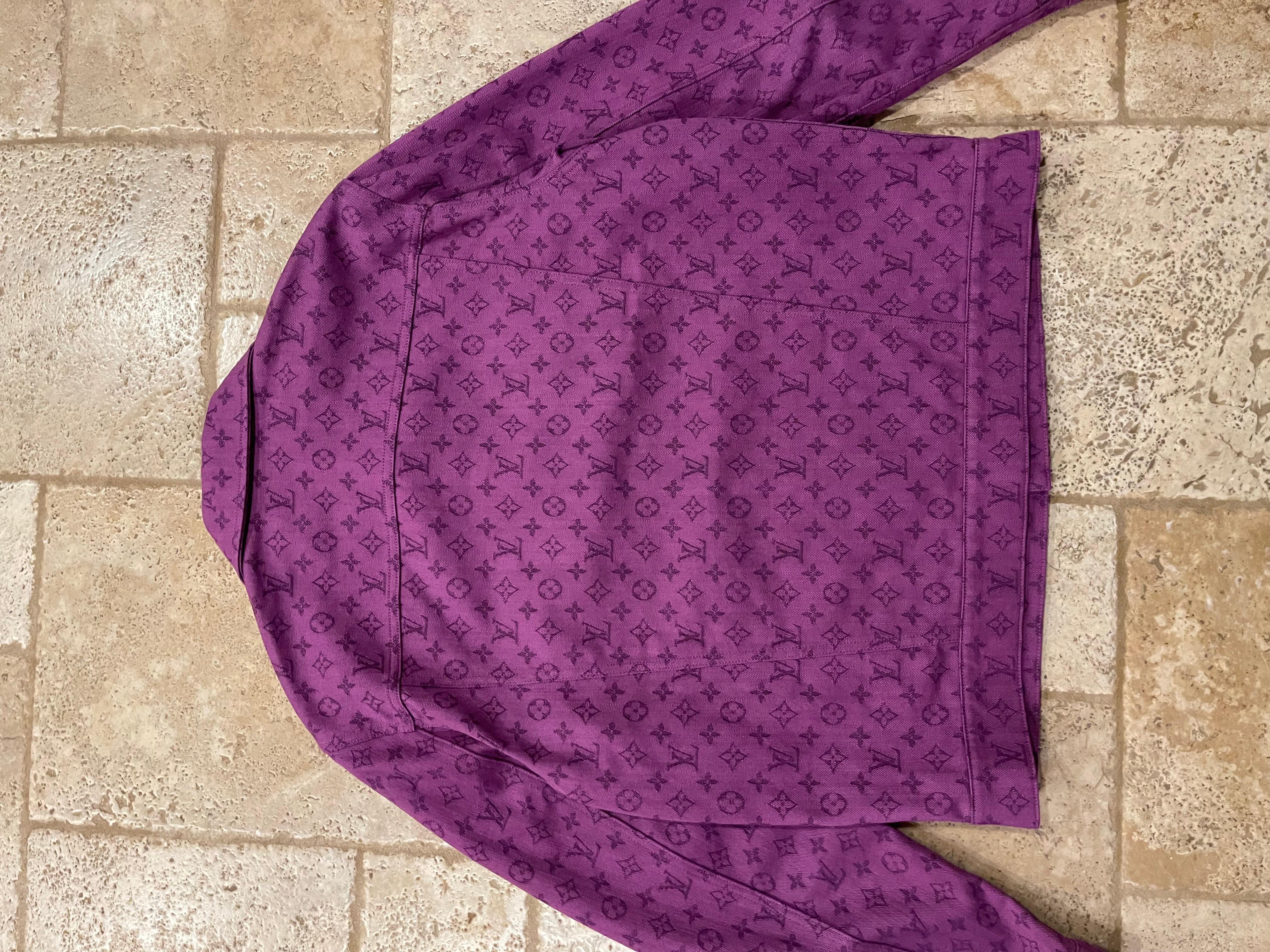 Men's Louis Vuitton Purple Monogram Denim Button Up Jacket size 52