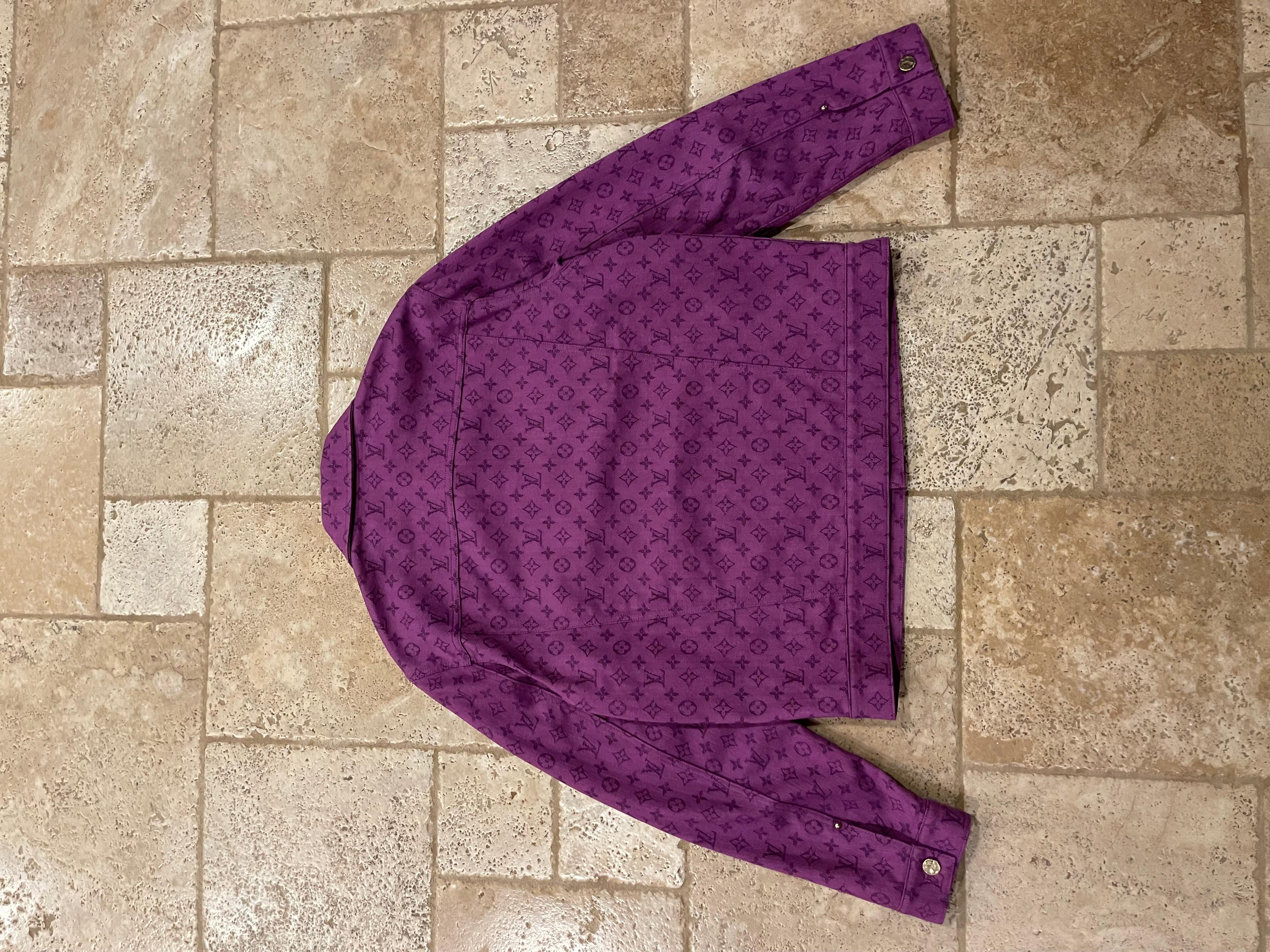 Louis Vuitton Purple Monogram Denim Button Up Jacket size 52 1