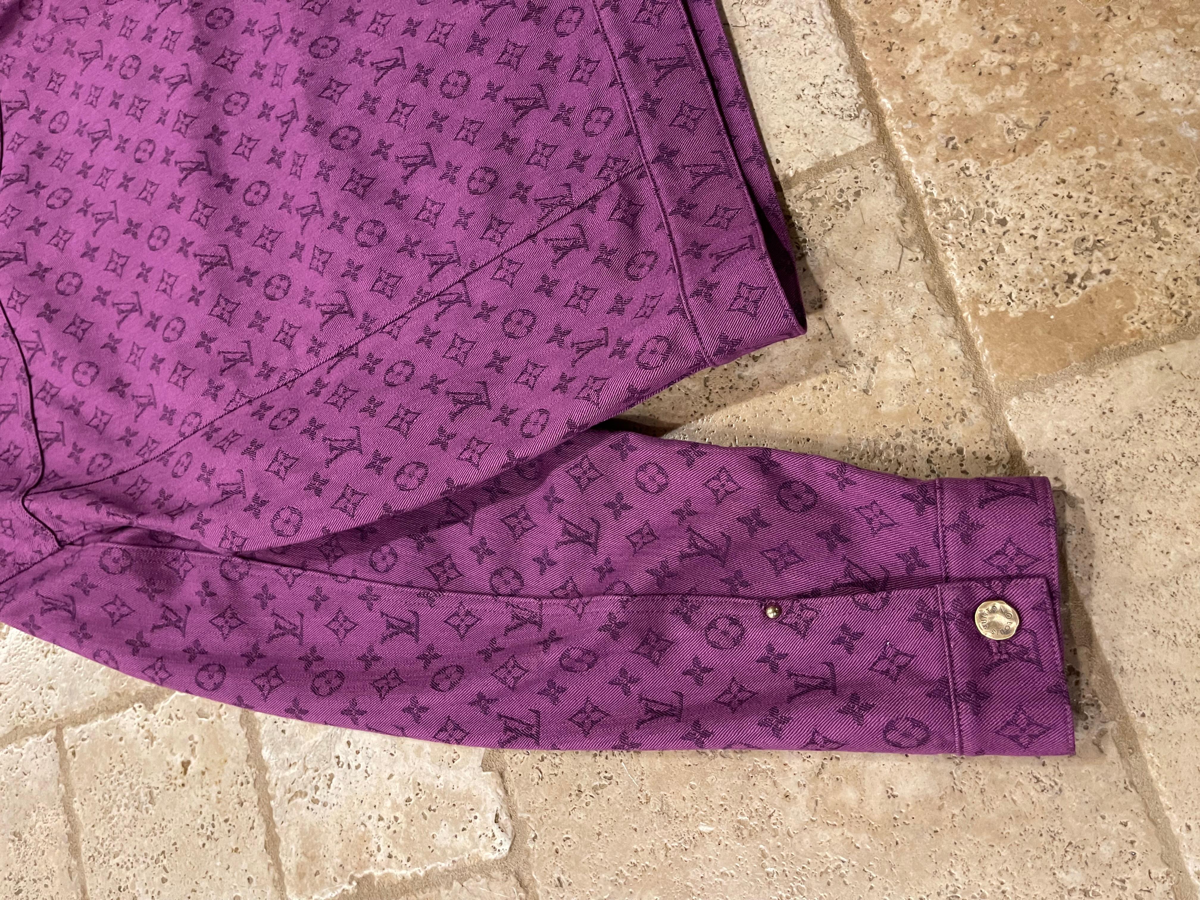 Louis Vuitton Purple Monogram Denim Button Up Jacket size 52 2