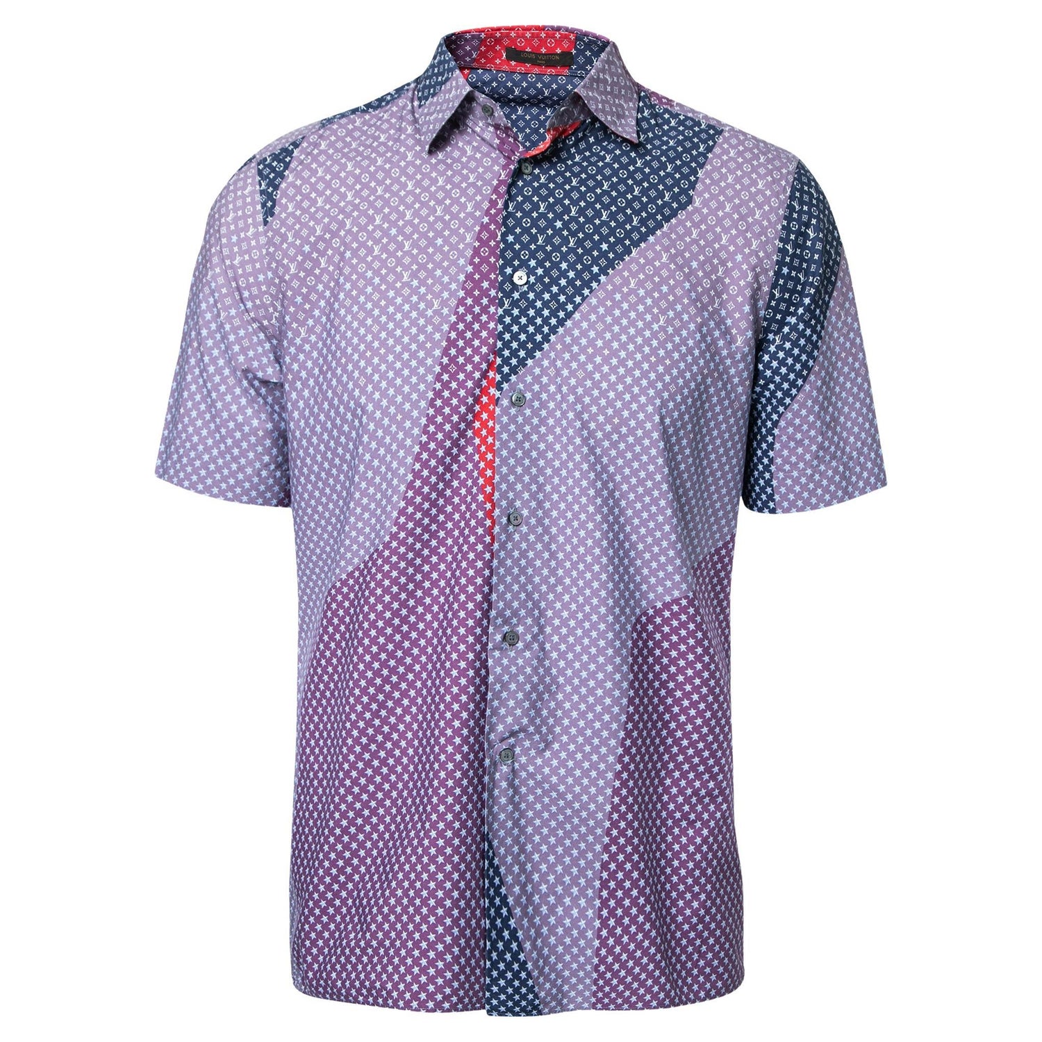 Louis Vuitton® Monogram Crepe Short-sleeved Shirt Blue. Size Xs in