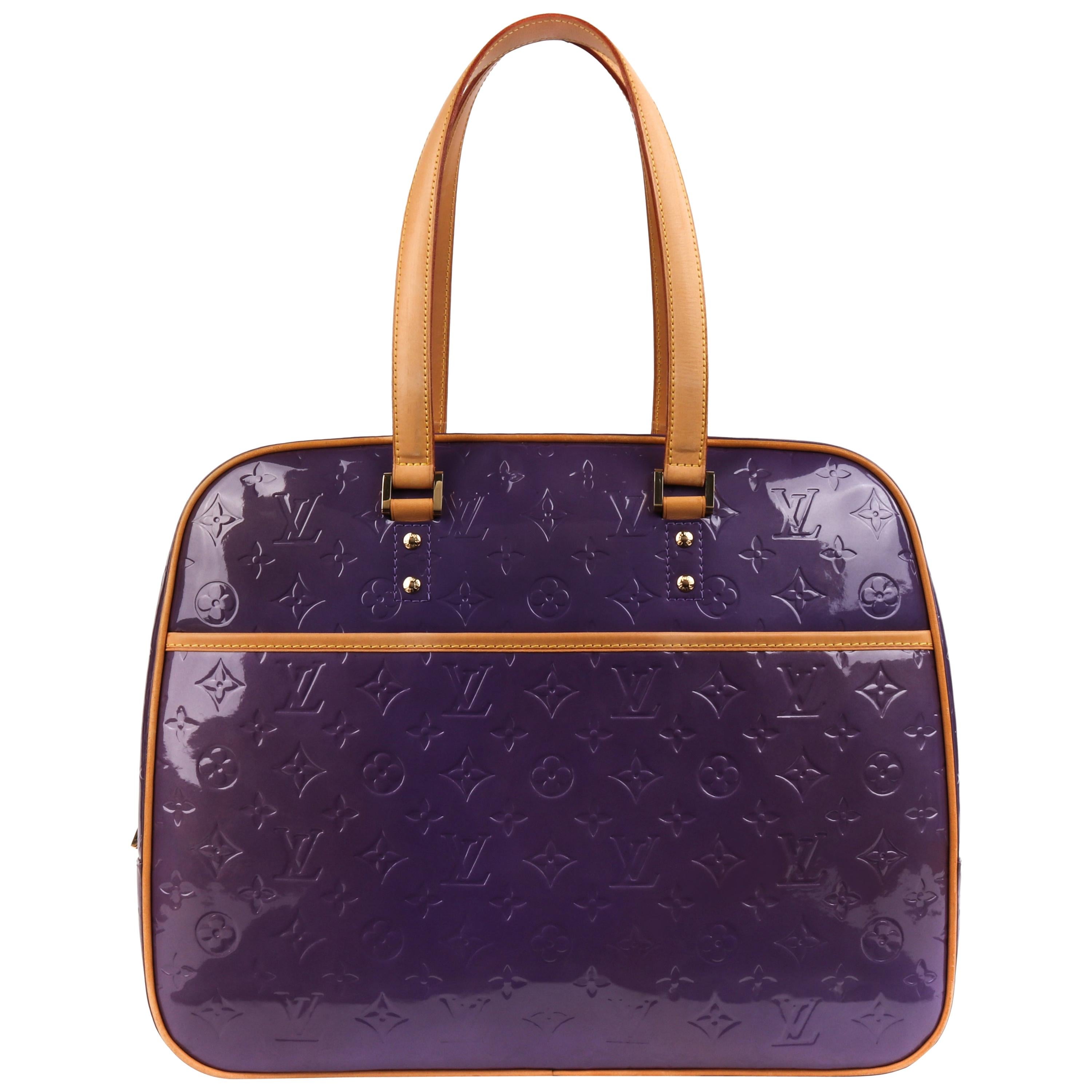 LOUIS VUITTON Purple Monogram Vernis Sutton Double Handle Shoulder Bag