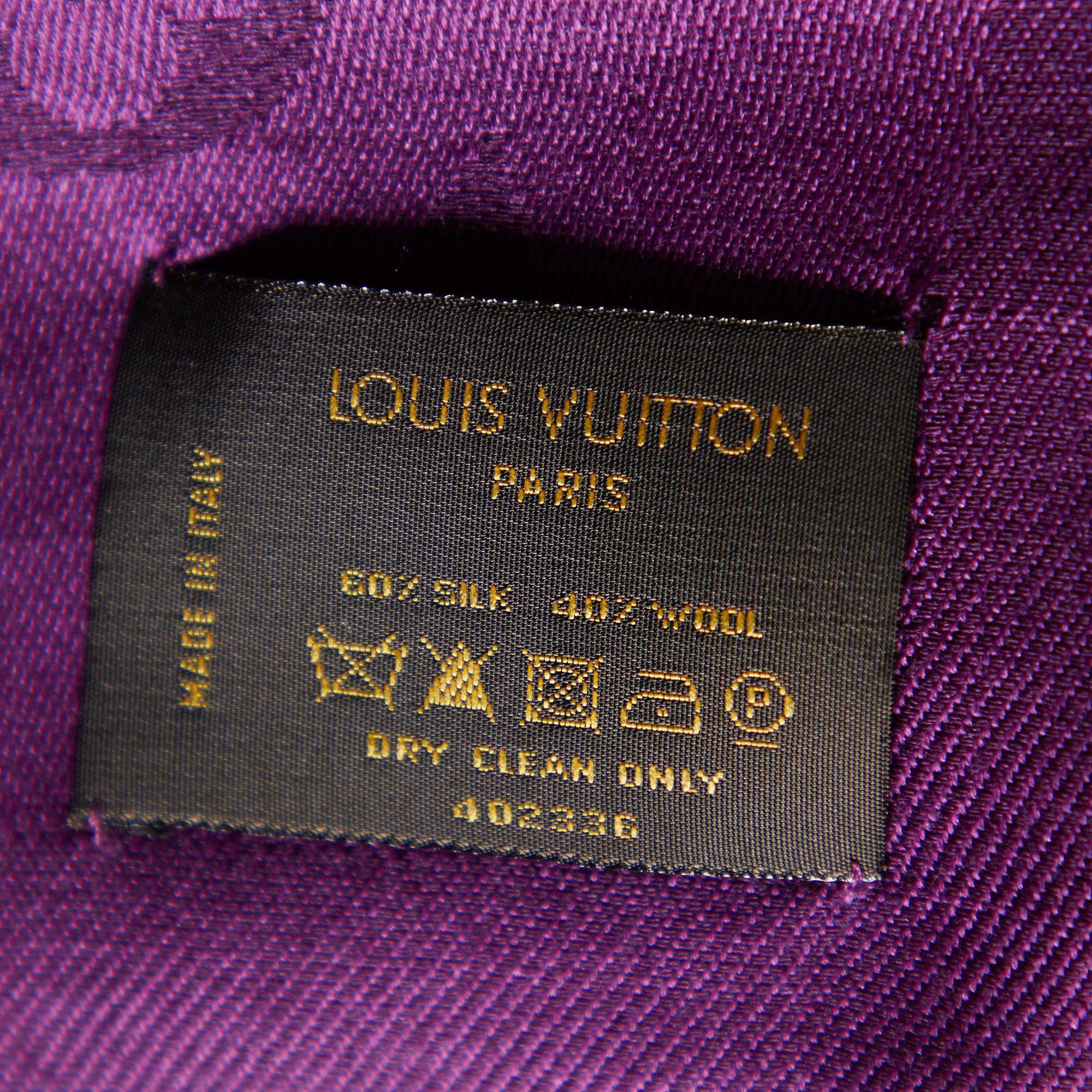 Women's Louis Vuitton Purple Monogram Wool & Silk Shawl
