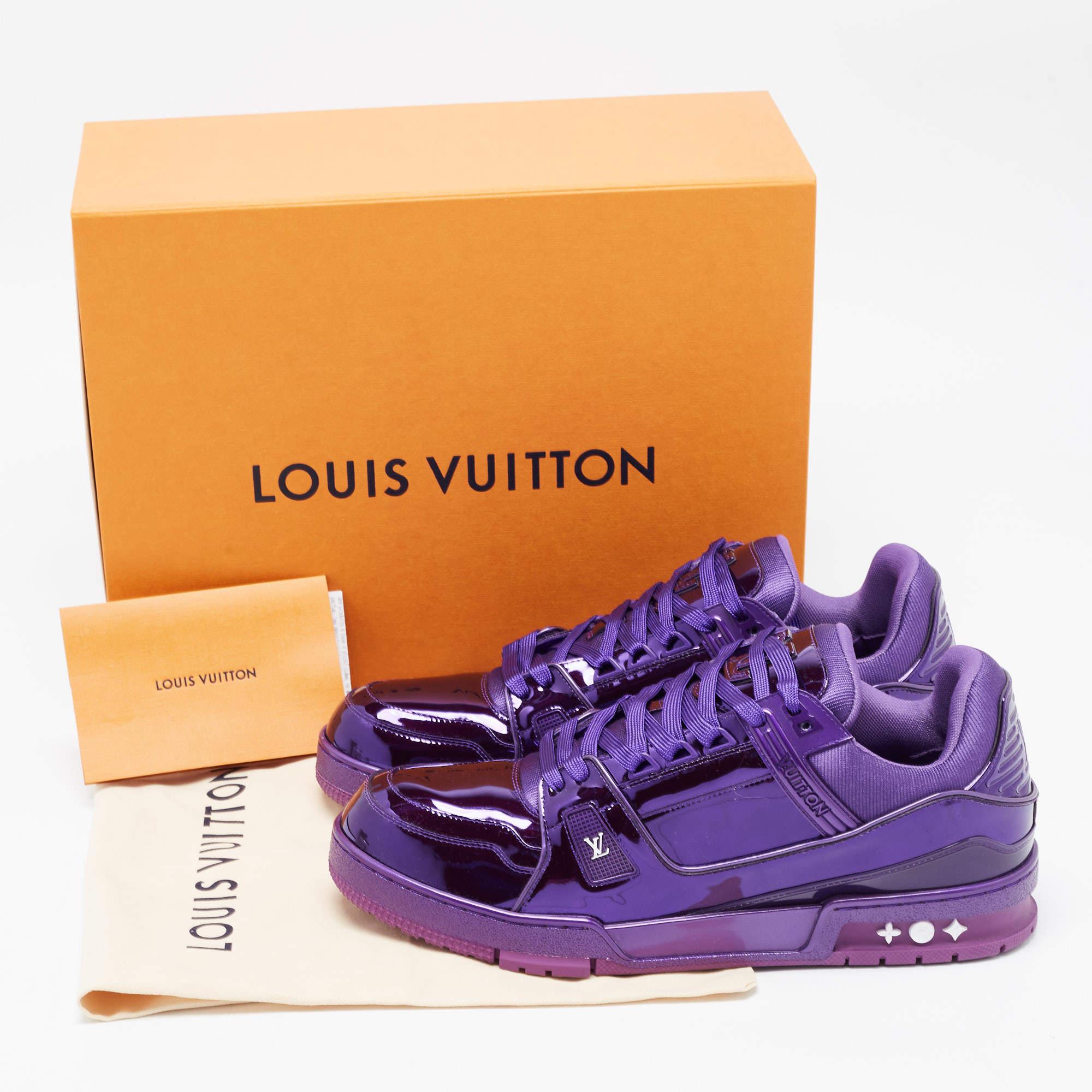 Louis Vuitton Purple Patent Leather LV Trainer Low Top Sneakers Size 44 1