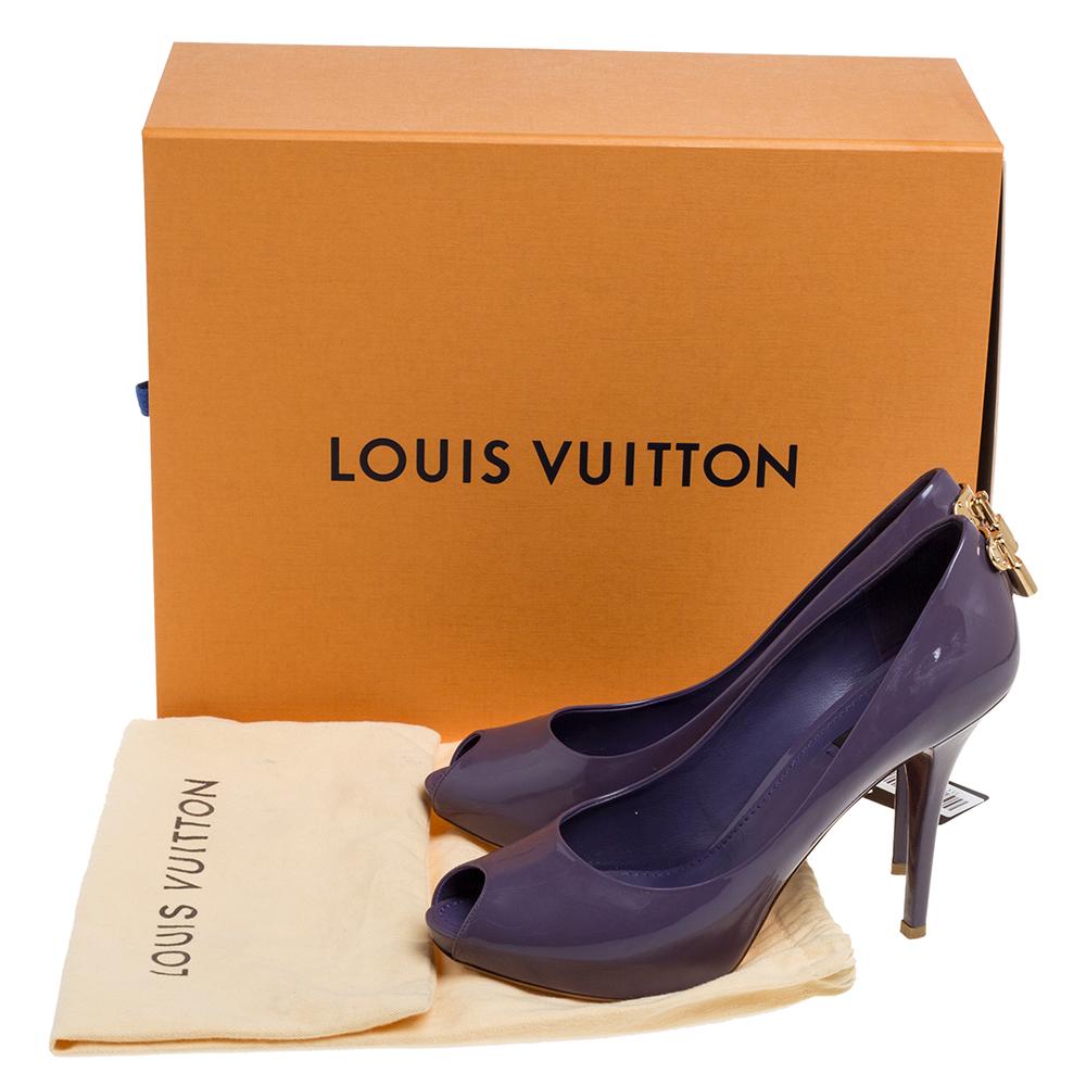 Louis Vuitton Purple Patent Leather Oh Really! Peep Toe Platform Pumps Size 39.5 2