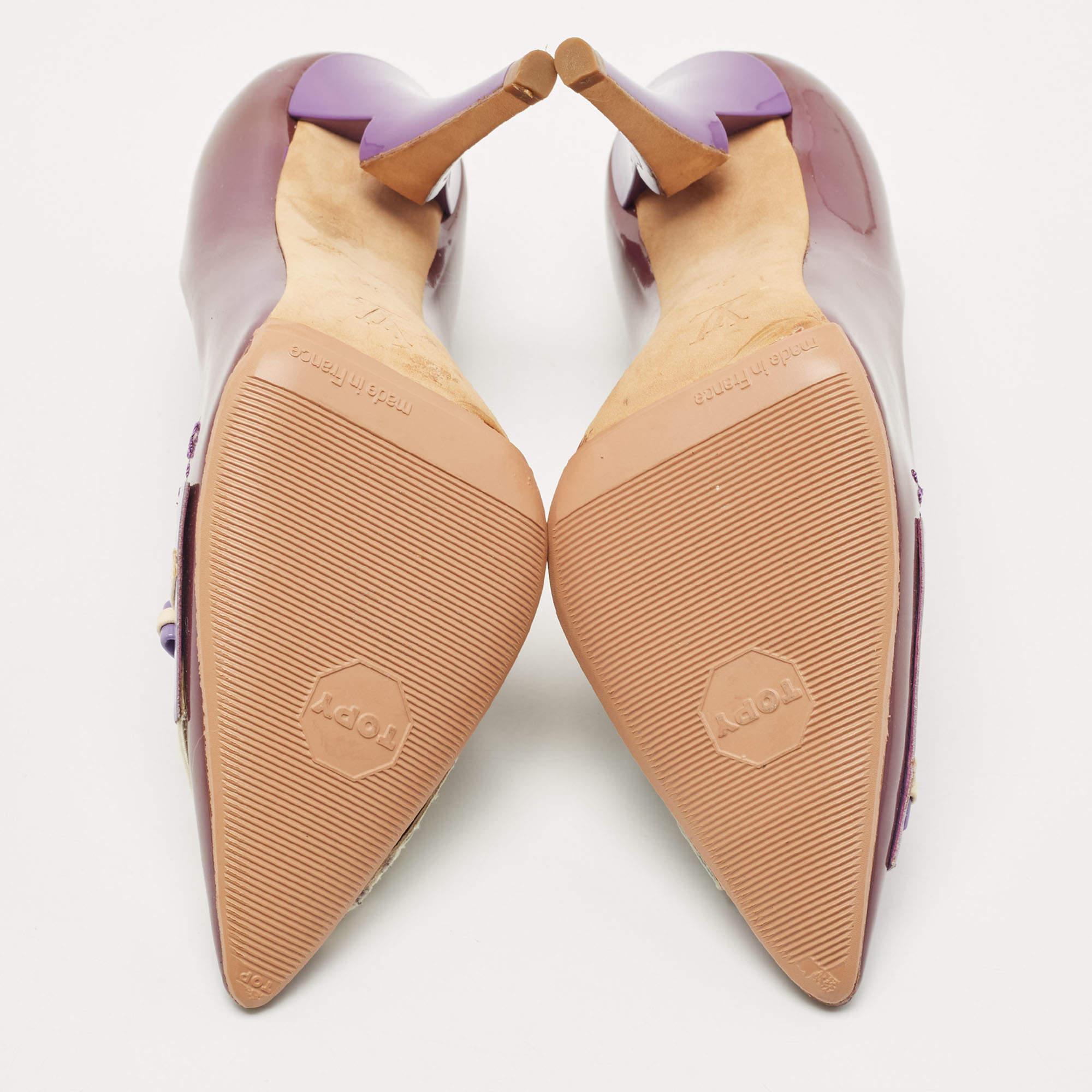 Louis Vuitton Purple Patent Leather Riviera Pumps Size 34 For Sale 1