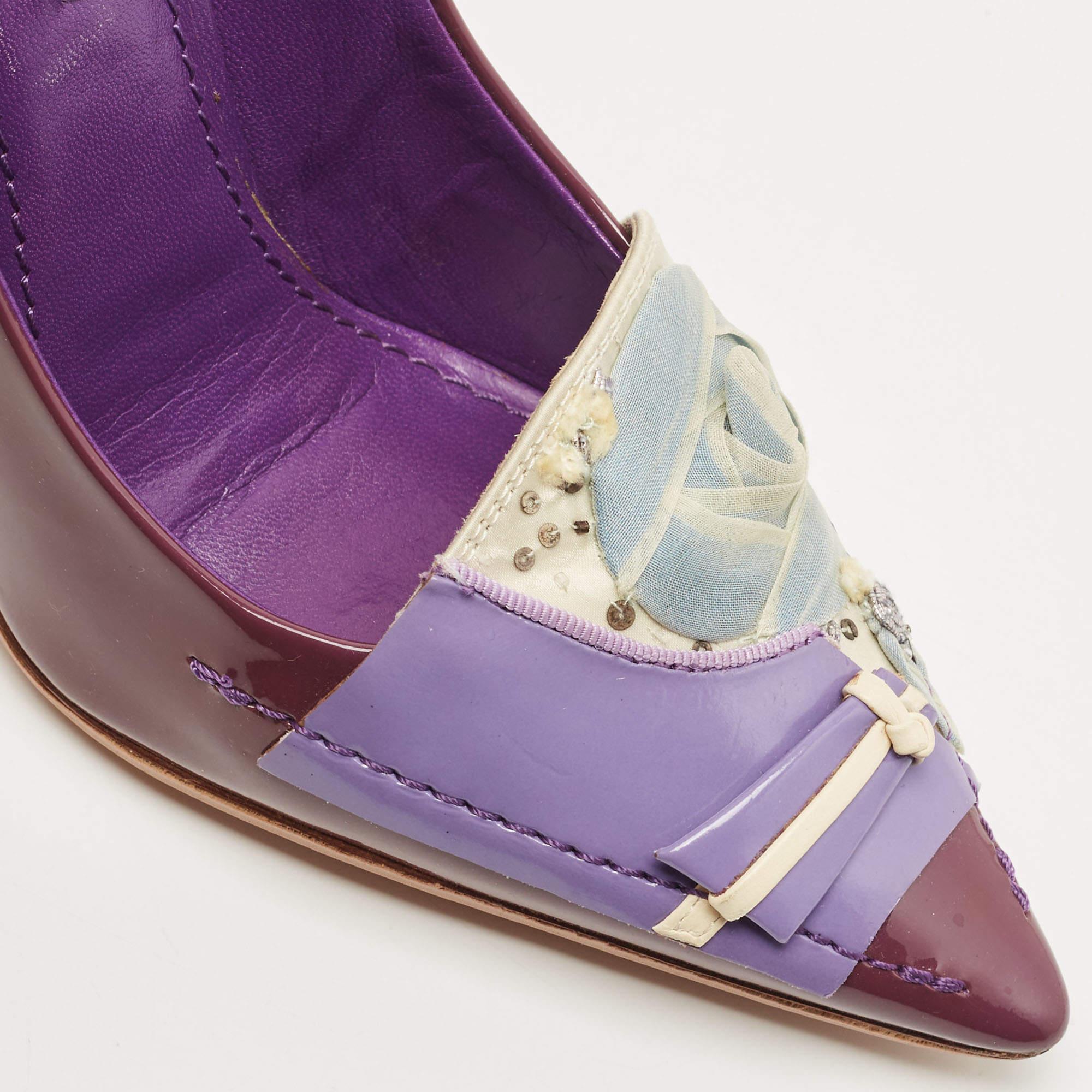 Louis Vuitton Purple Patent Leather Riviera Pumps Size 34 For Sale 2