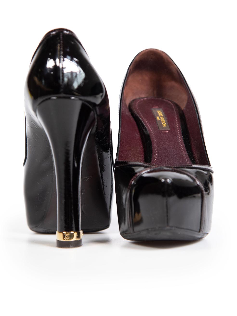 Black Louis Vuitton Purple Patent Tamara Platform Pumps Size IT 37.5 For Sale