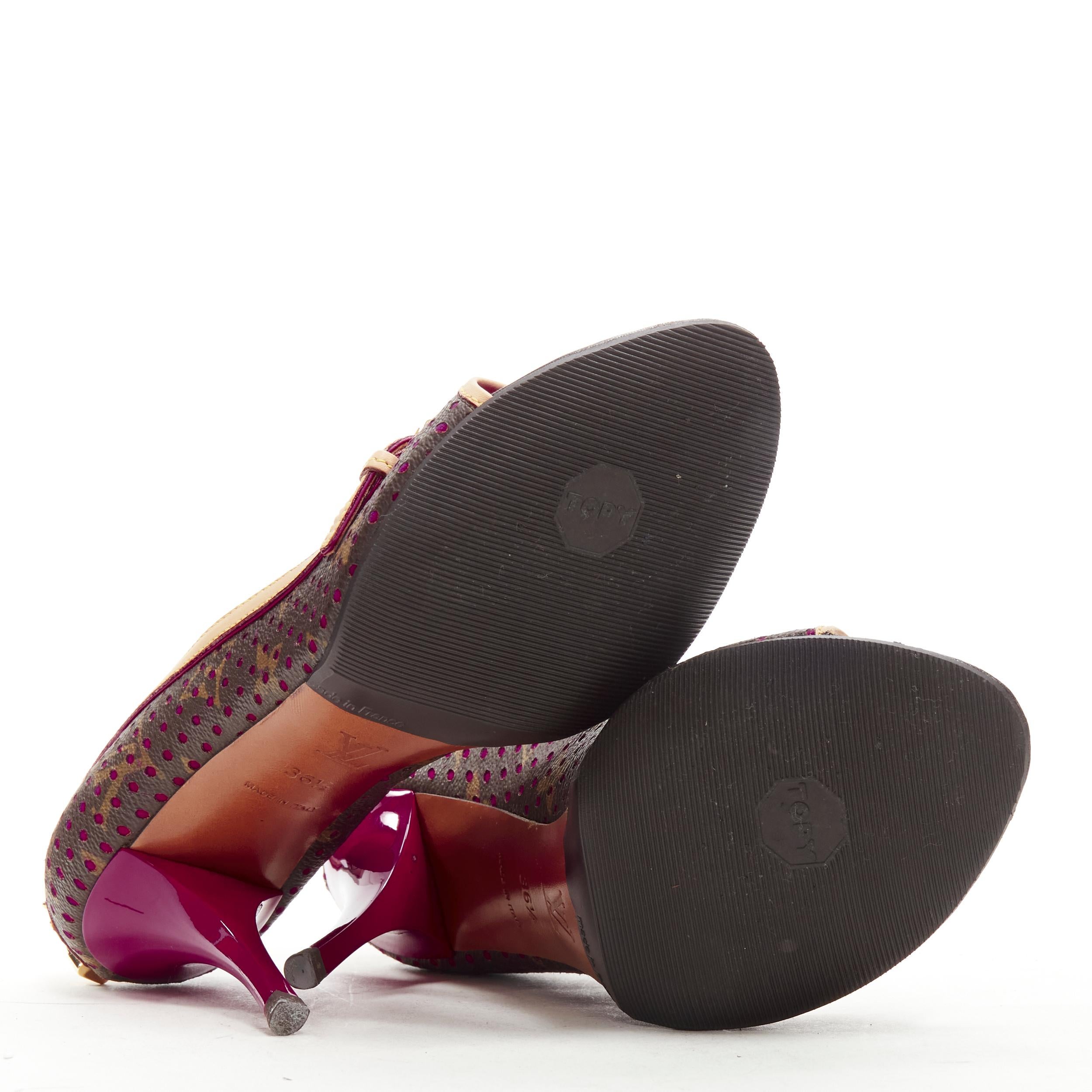 Louis Vuitton - Chaussures à talons compensés à bout ouvert avec monogramme, violettes, EU36,5 en vente 7