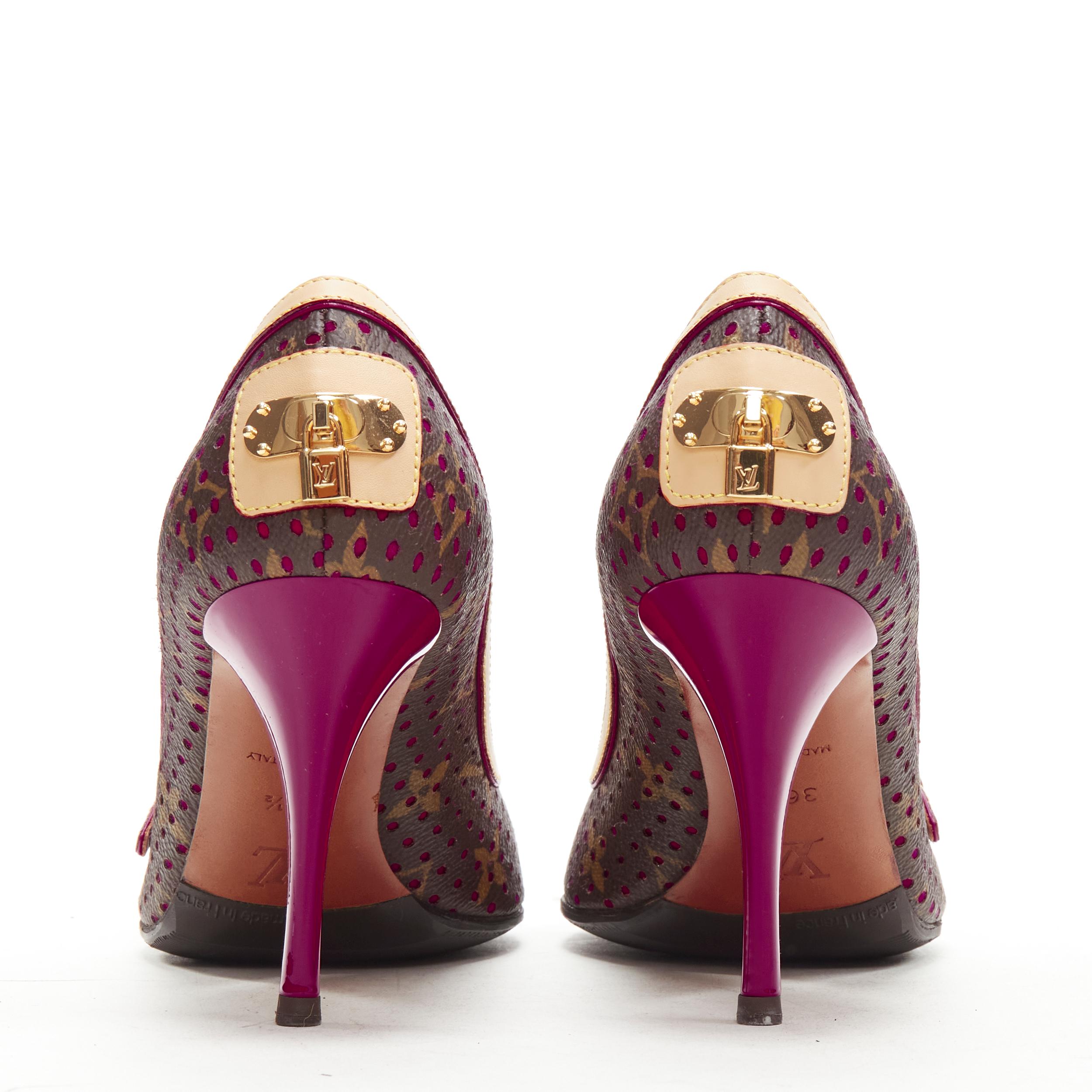 Louis Vuitton - Chaussures à talons compensés à bout ouvert avec monogramme, violettes, EU36,5 Excellent état - En vente à Hong Kong, NT