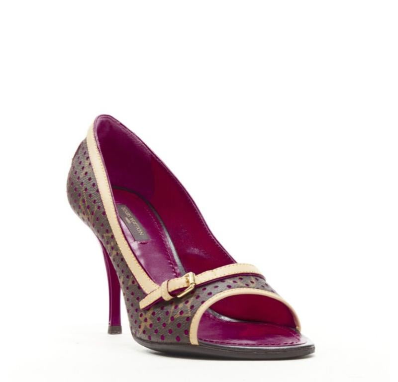 Marron Louis Vuitton - Chaussures à talons compensés à bout ouvert avec monogramme, violettes, EU36,5 en vente