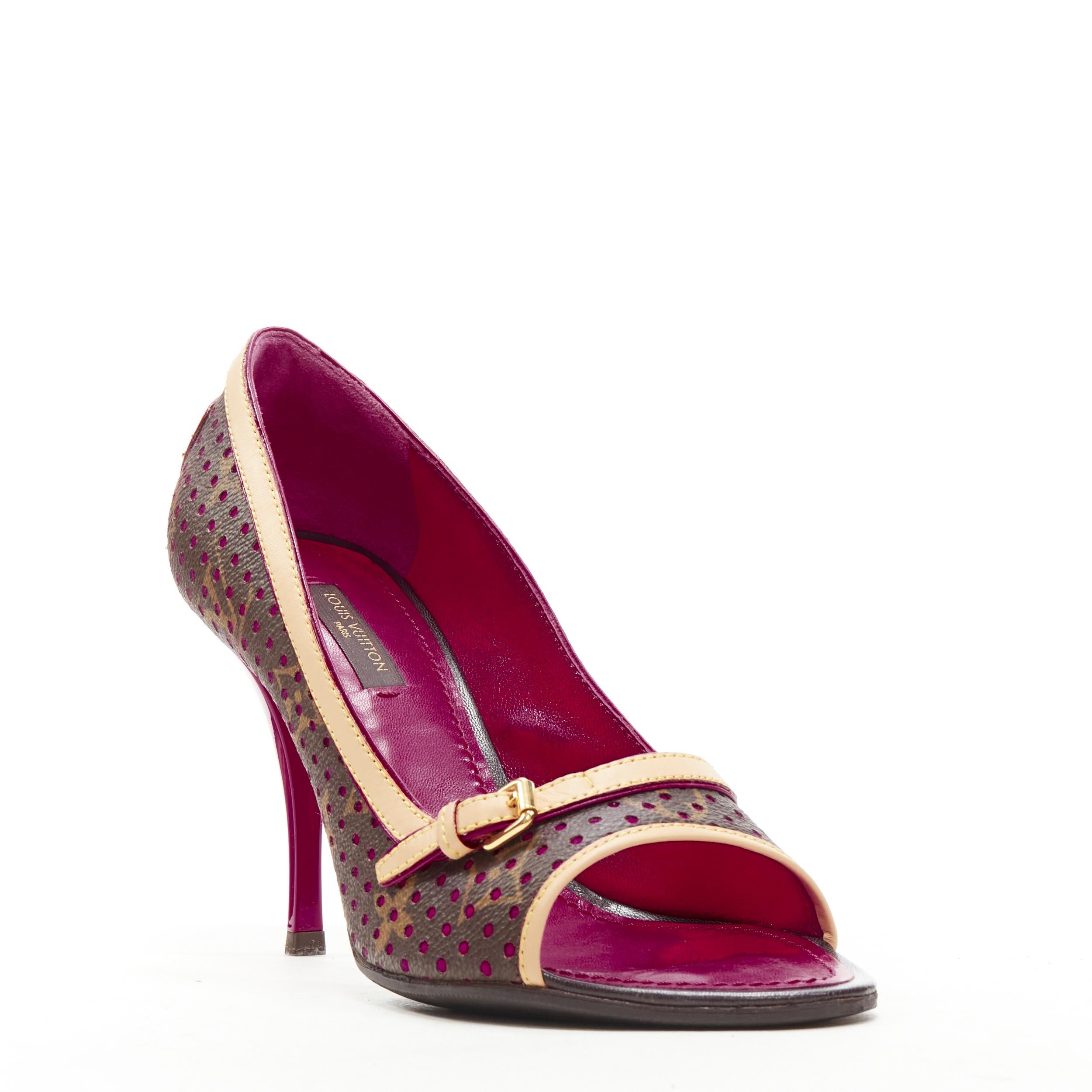 Louis Vuitton - Chaussures à talons compensés à bout ouvert avec monogramme, violettes, EU36,5 Pour femmes en vente