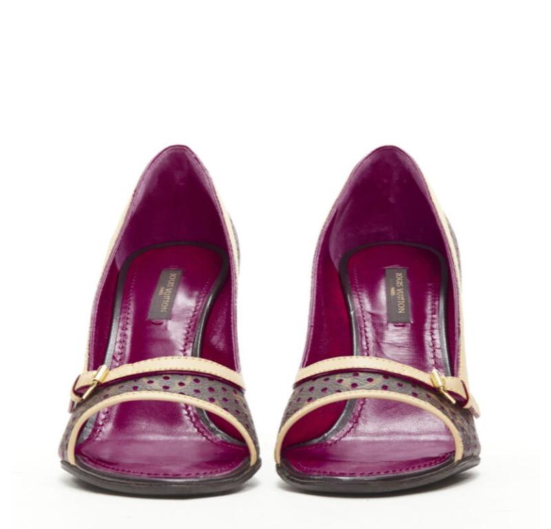 Louis Vuitton - Chaussures à talons compensés à bout ouvert avec monogramme, violettes, EU36,5 Excellent état - En vente à Hong Kong, NT