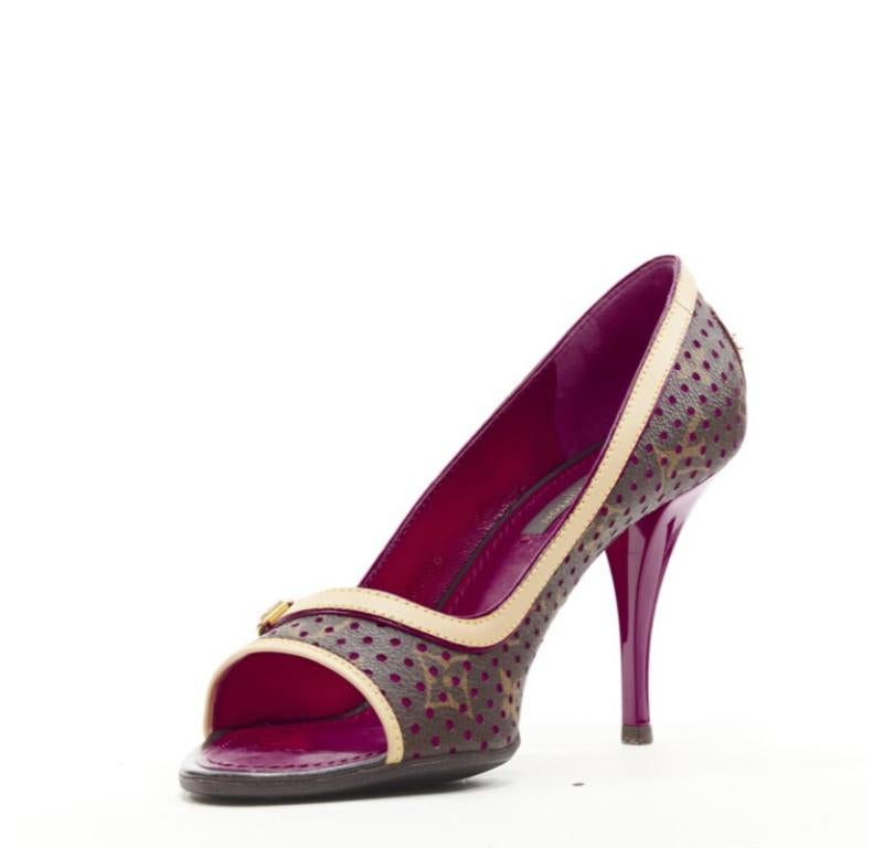 Louis Vuitton - Chaussures à talons compensés à bout ouvert avec monogramme, violettes, EU36,5 Pour femmes en vente