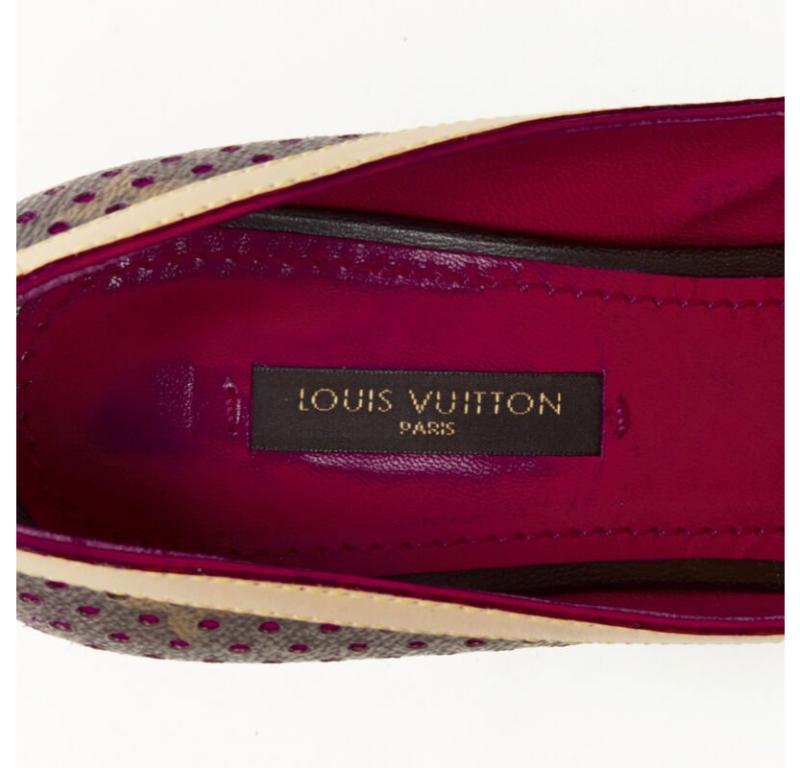 Louis Vuitton - Chaussures à talons compensés à bout ouvert avec monogramme, violettes, EU36,5 en vente 4